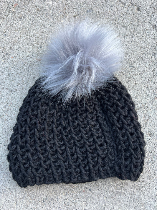 Black Hat w/Fuzzy Pom