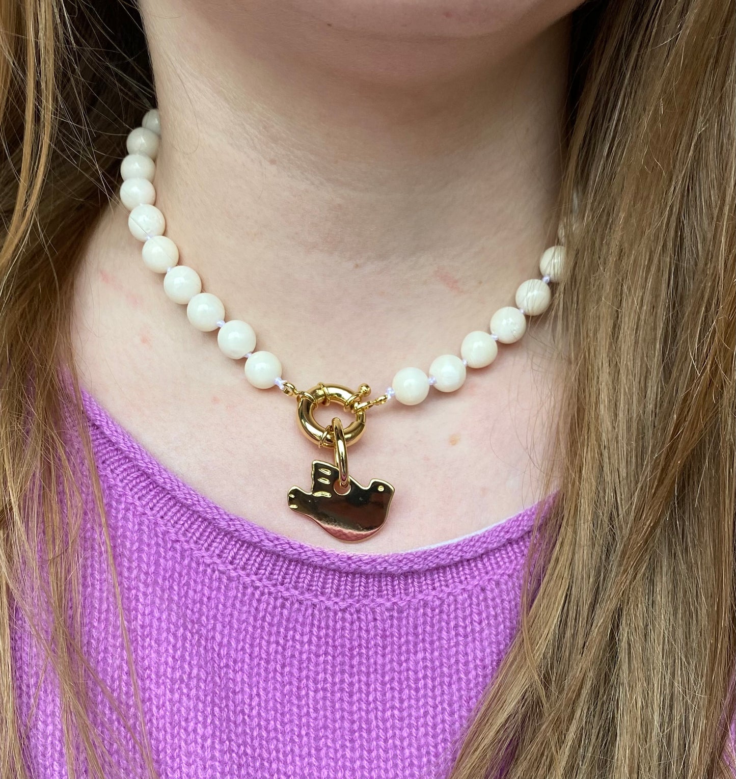 Lauren Amble Dove Charm Ivory Necklace