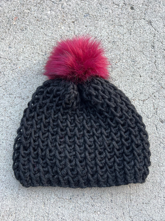 Black Hat w/Fuzzy Pom