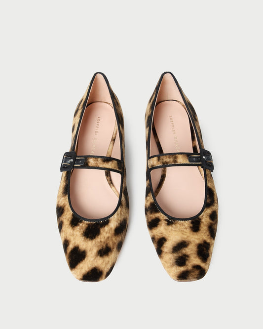 Loeffler Randall Ginger Mary Jane Flat in Leopard Italian velvet, primary product image