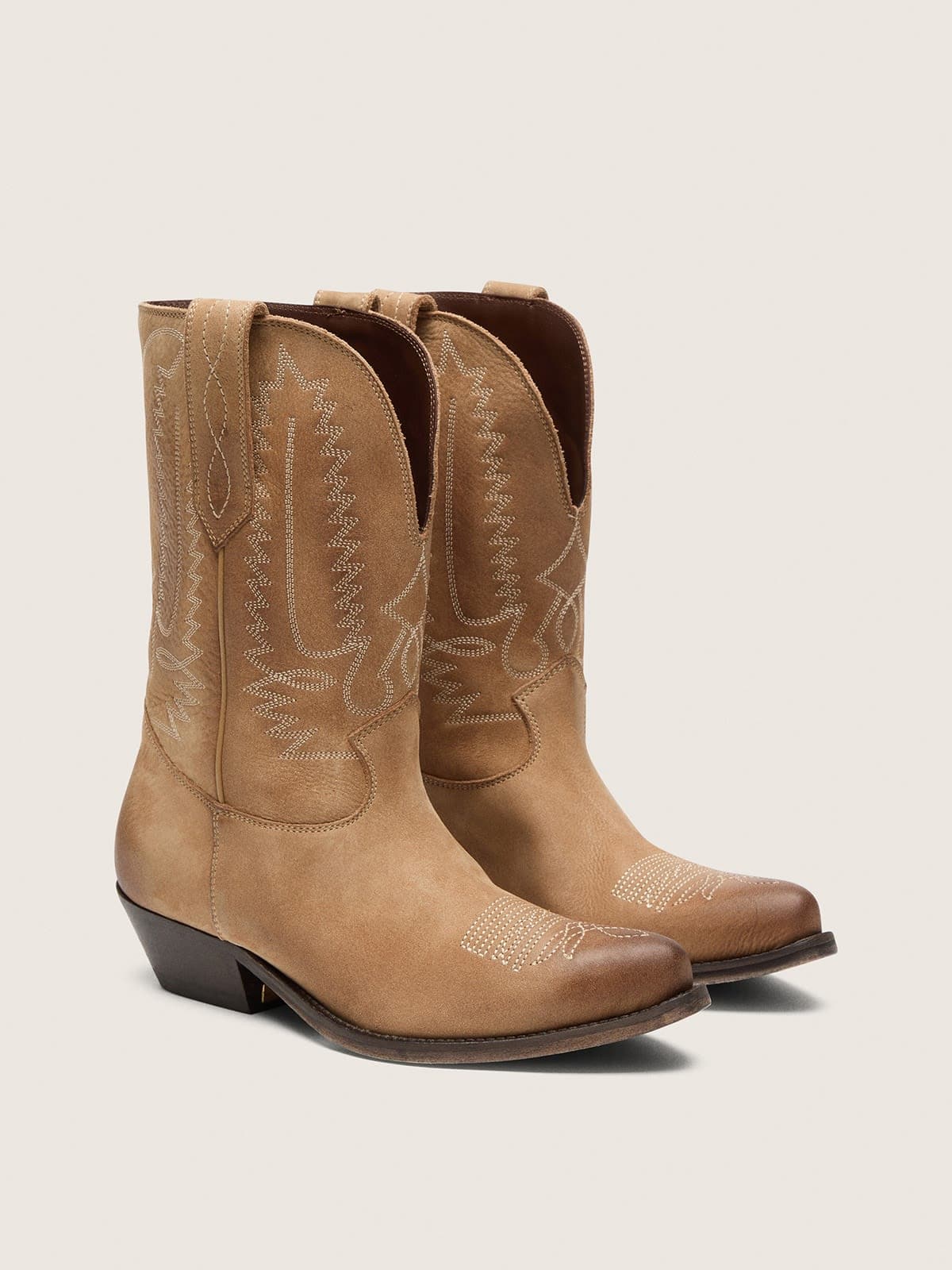 Golden Goose Wish Star Low Boot in Tobacco suede, side view
