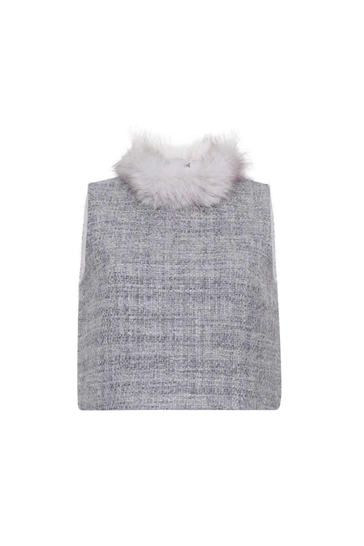Cara Cara Gina Top in Elio Tweed Grey, front view