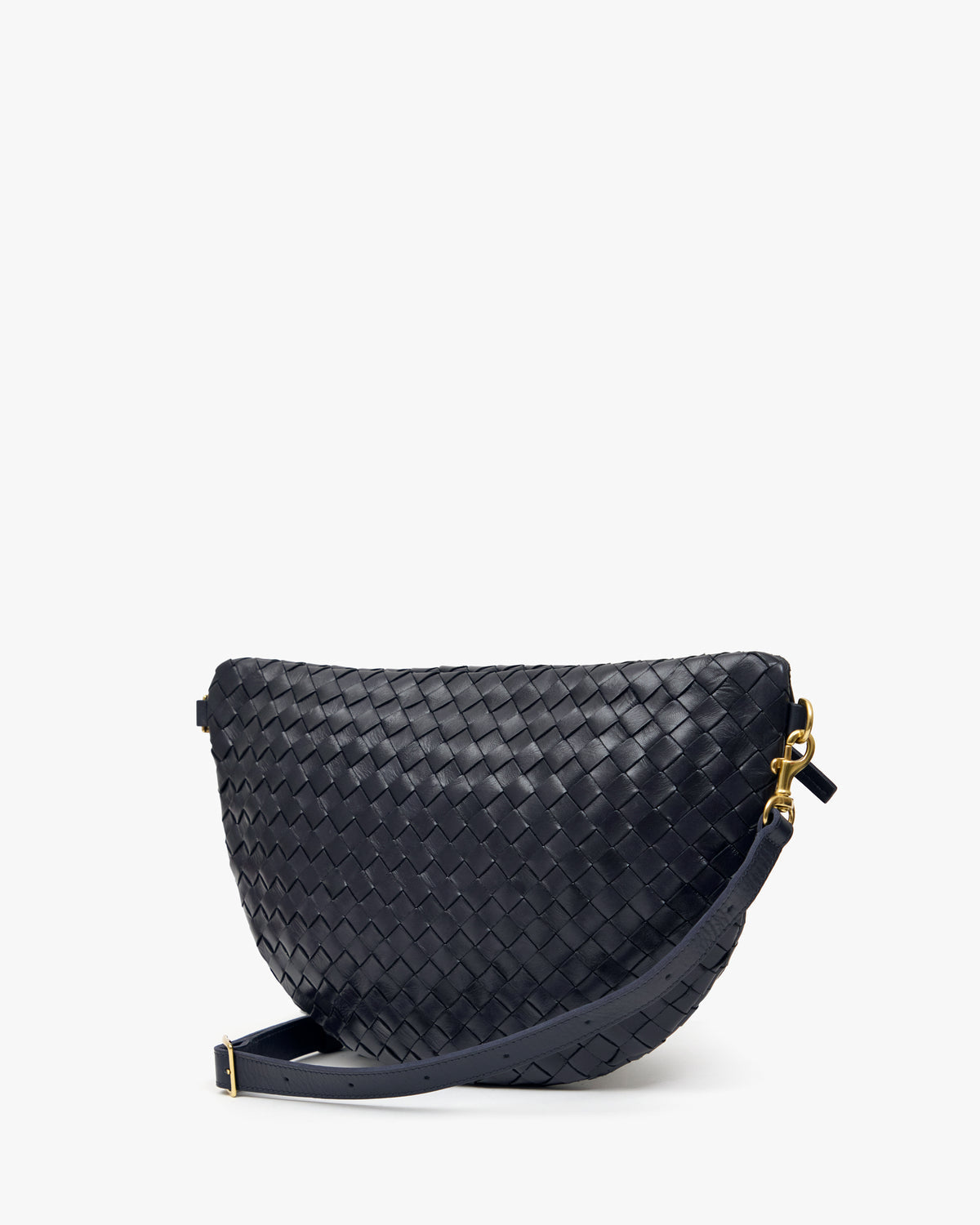 Clare V Grande Fanny in Twilight Navy Diagonal Woven, back view