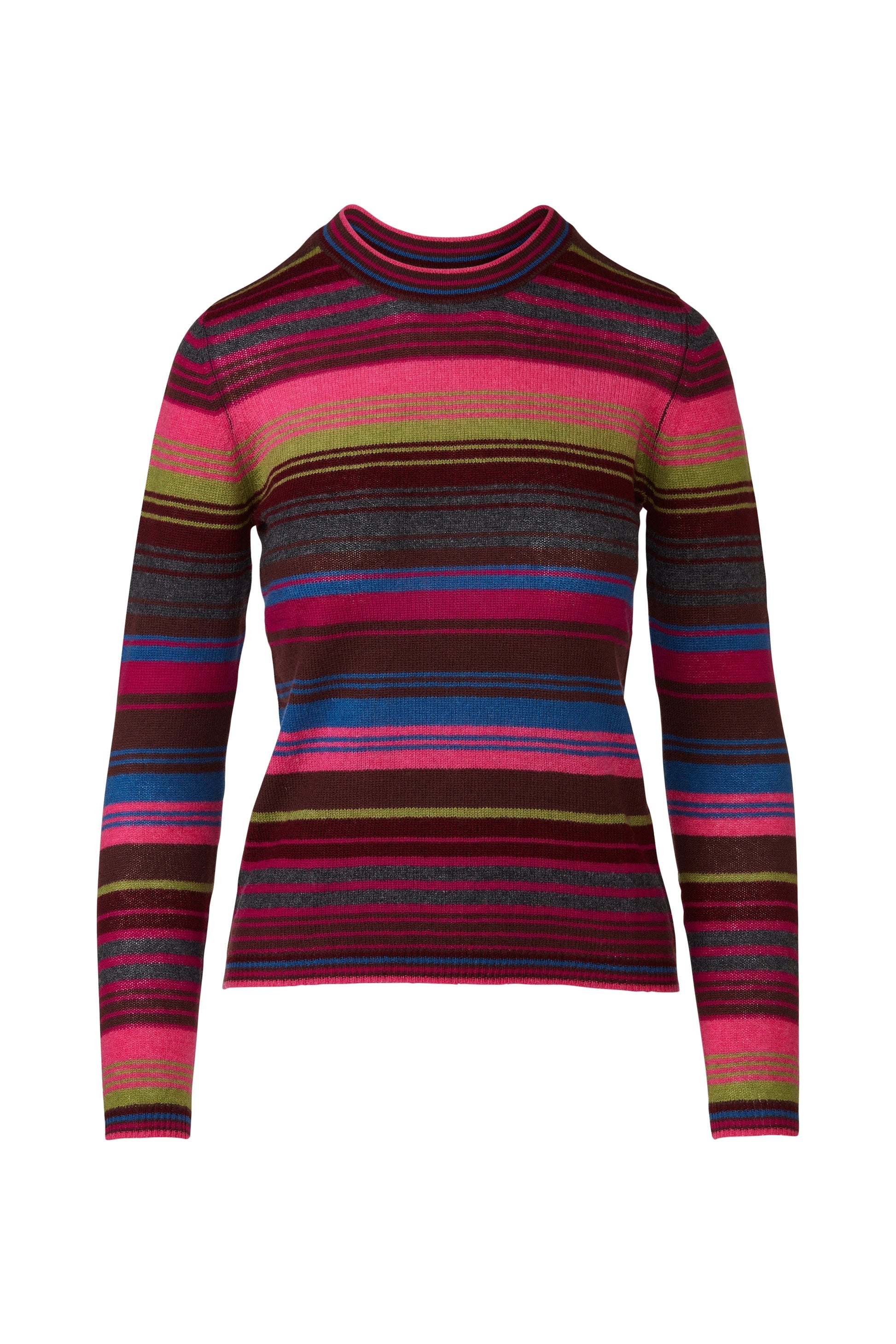 &Isla Micro Stripe Crew in Cerise, front view
