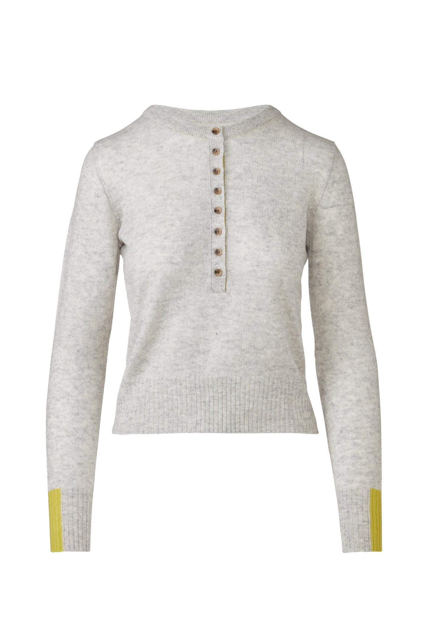 &Isla Crew Henley in Frost, front view