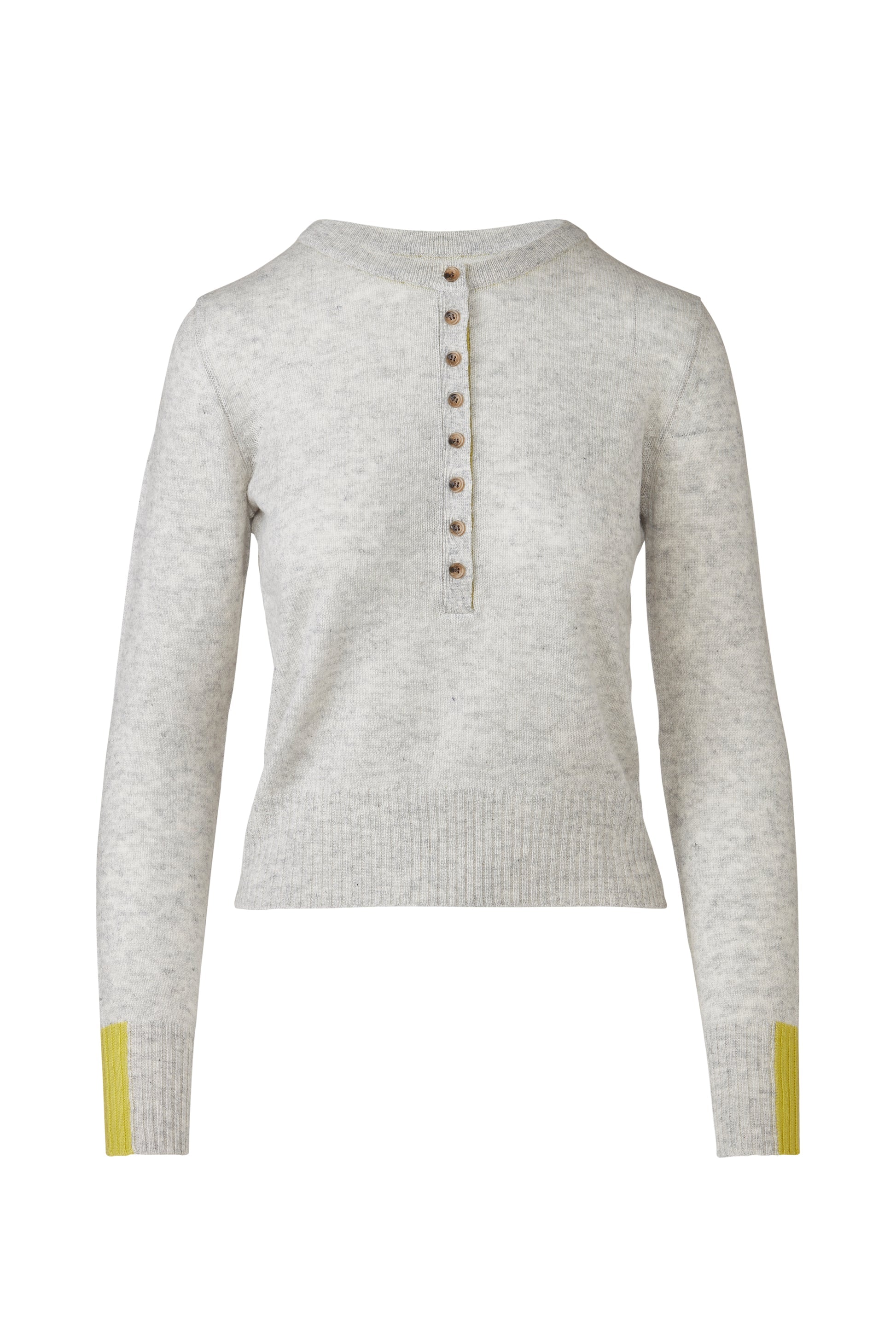 &Isla Crew Henley in Frost, front view