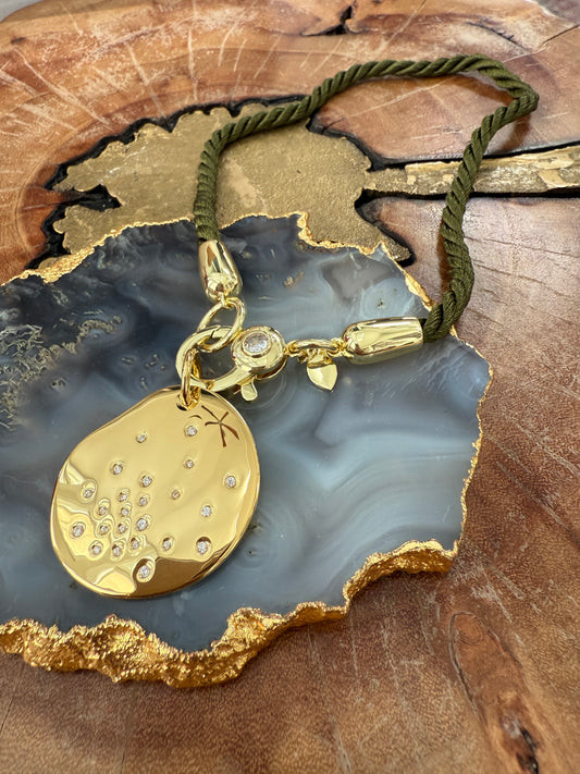 Lauren Amble Gold Disc Cord Necklace