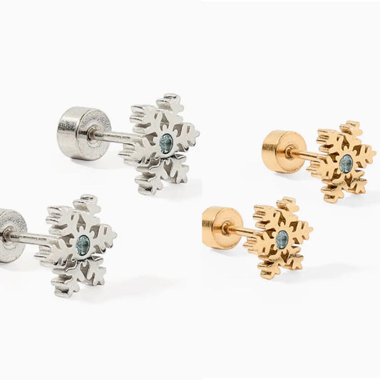 LinnyCo Screwback Stud Earrings - Snowflake