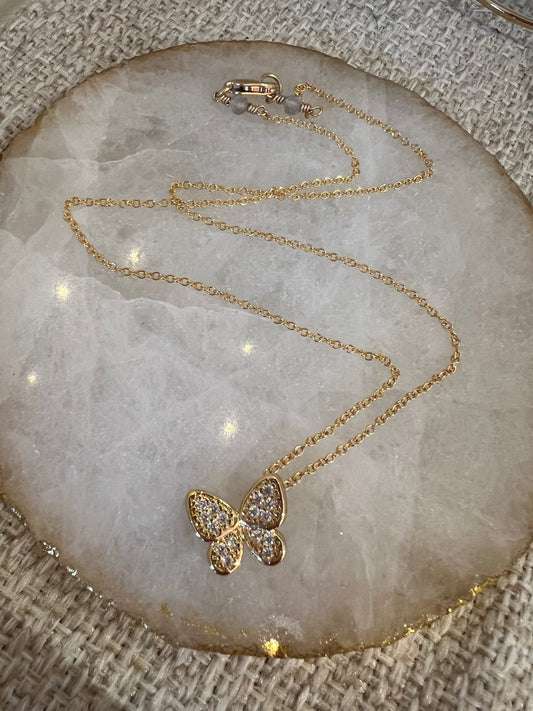 Ruby & Violet Sm Pave Butterfly Necklace