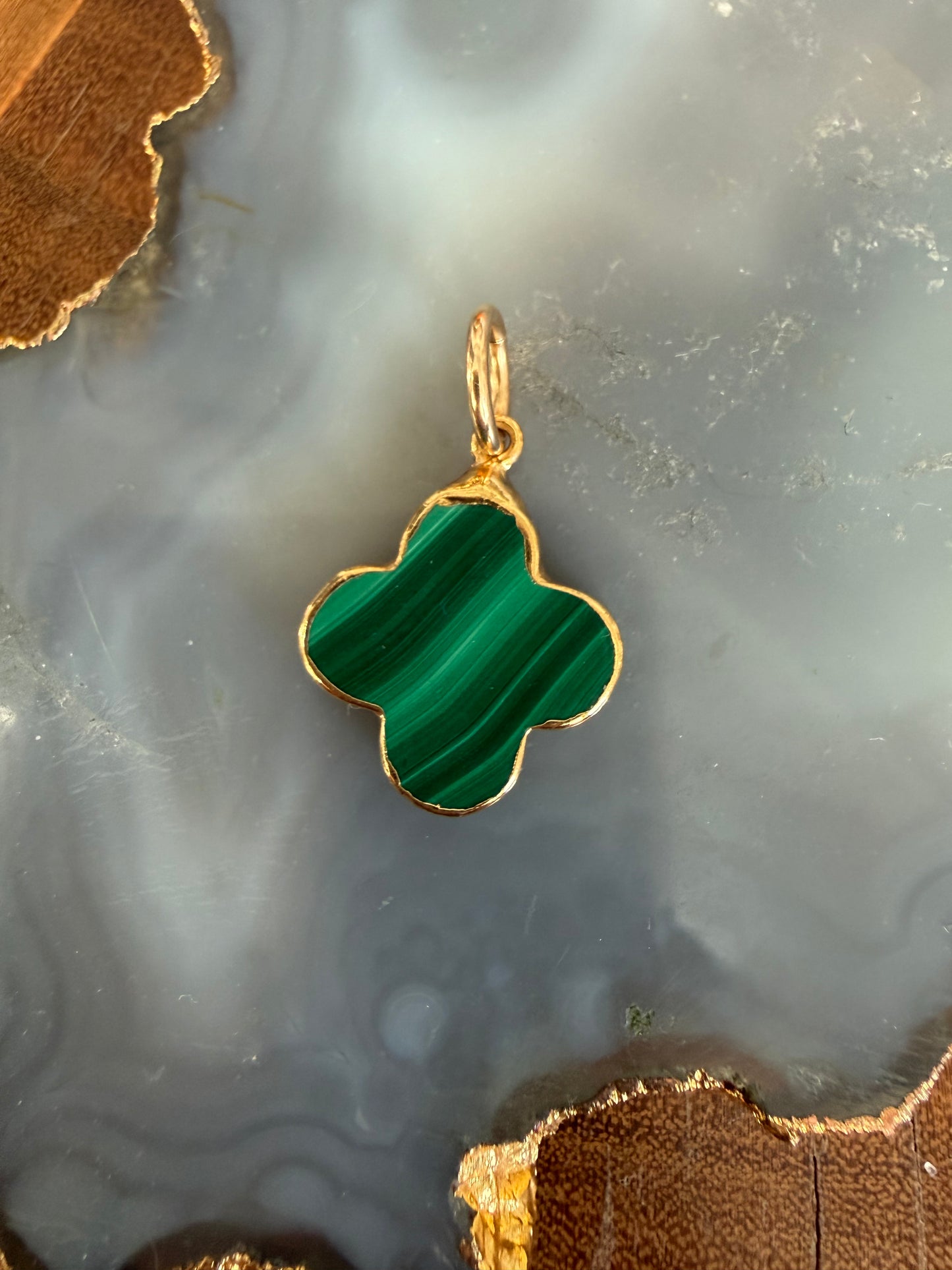 Cristina V Malachite Clover Charm