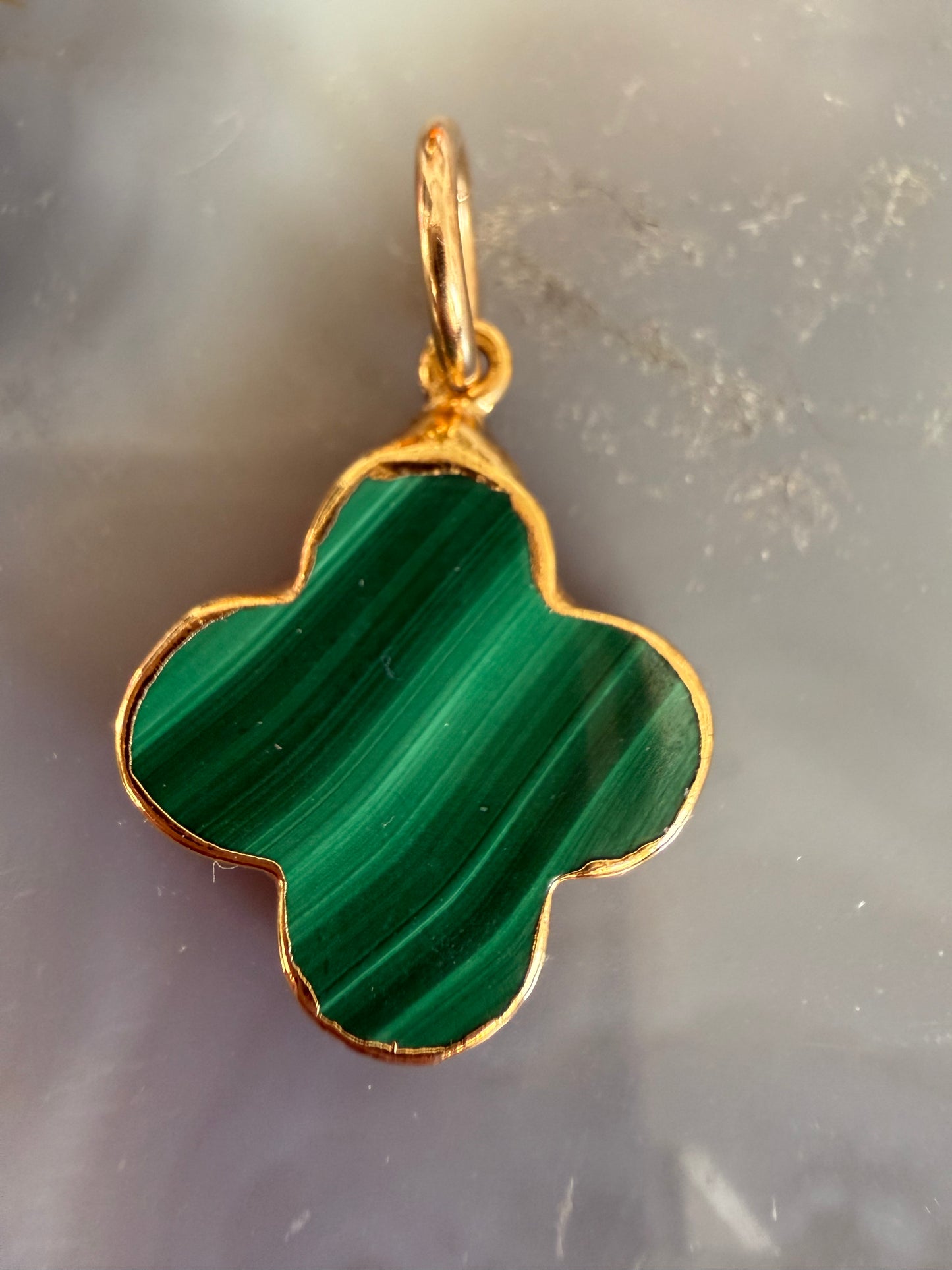 Cristina V Malachite Clover Charm