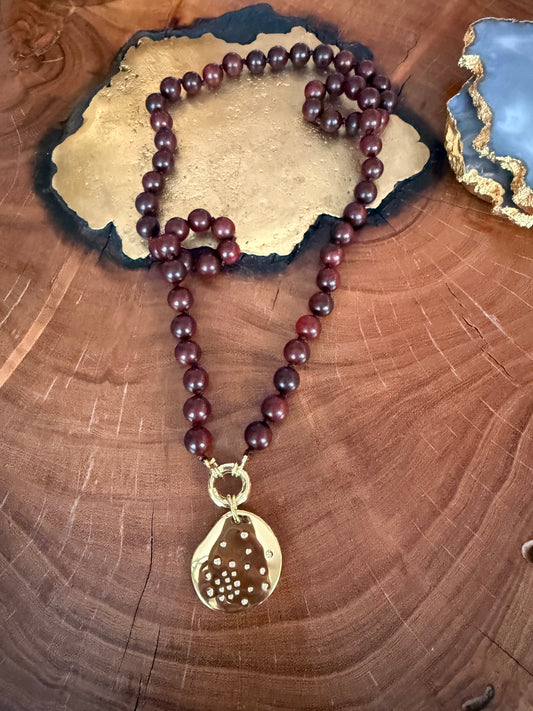 Lauren Amble Wood Pendant Necklace 32"