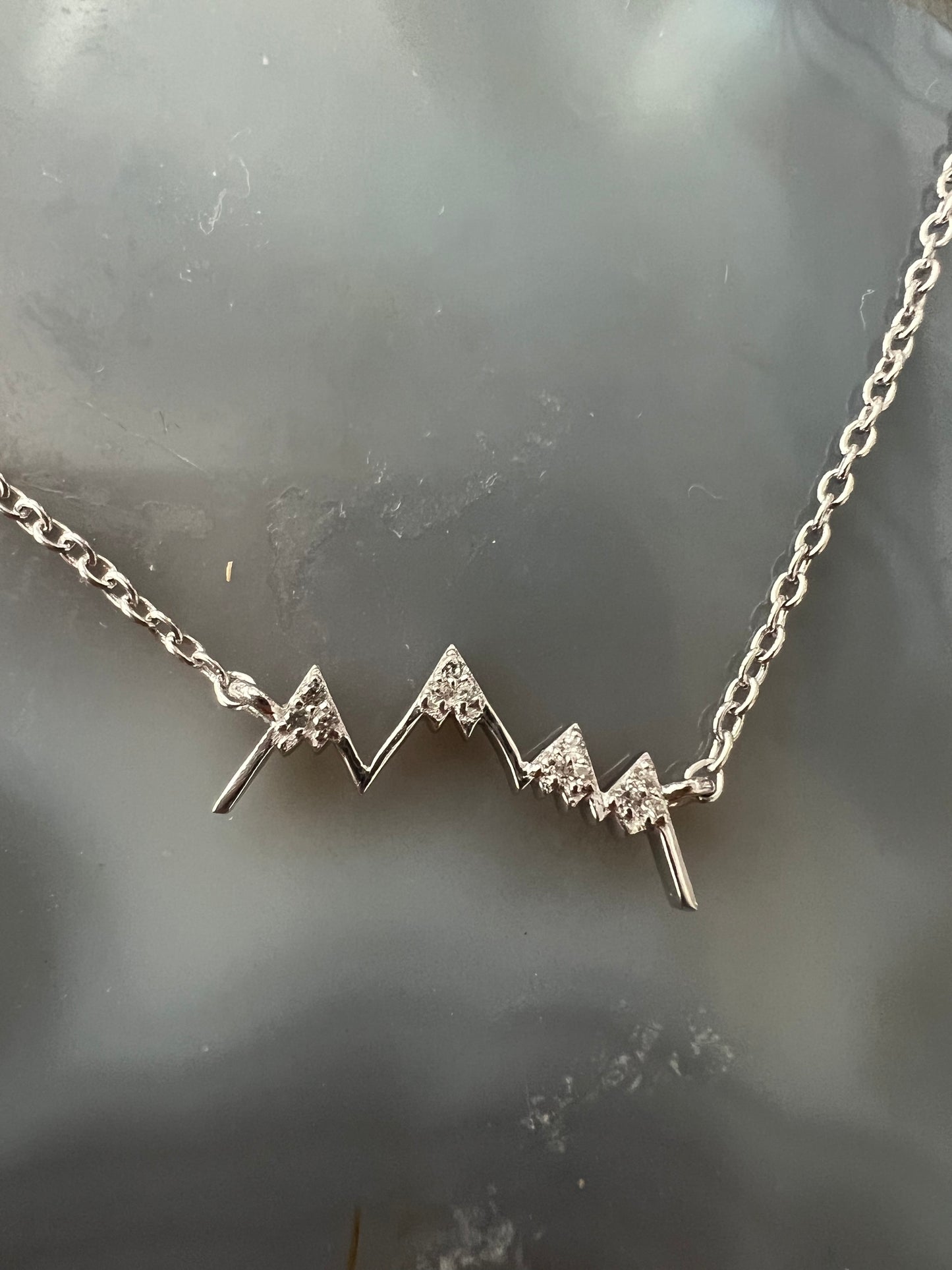Ashley Schenkein Pave Mountain Outline Necklace