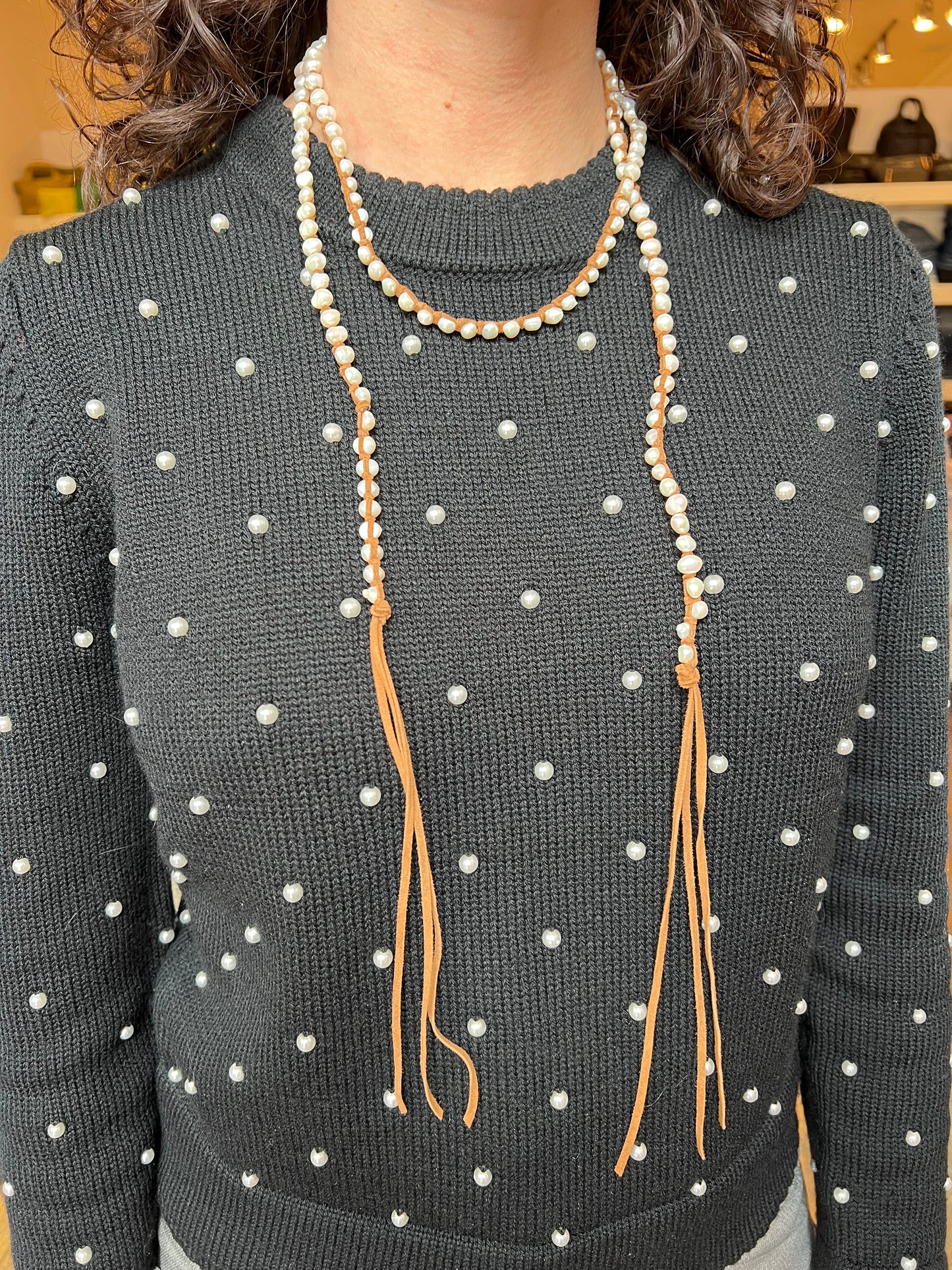 Tess Tiny Pearl Triple Wrap Necklace