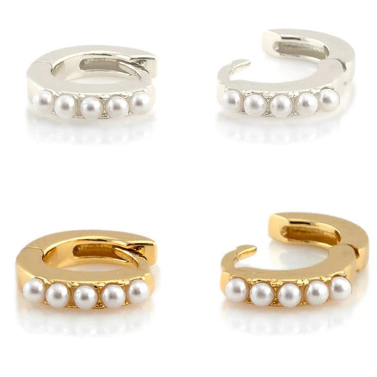 Kris Nations Pearl Huggie Earrings
