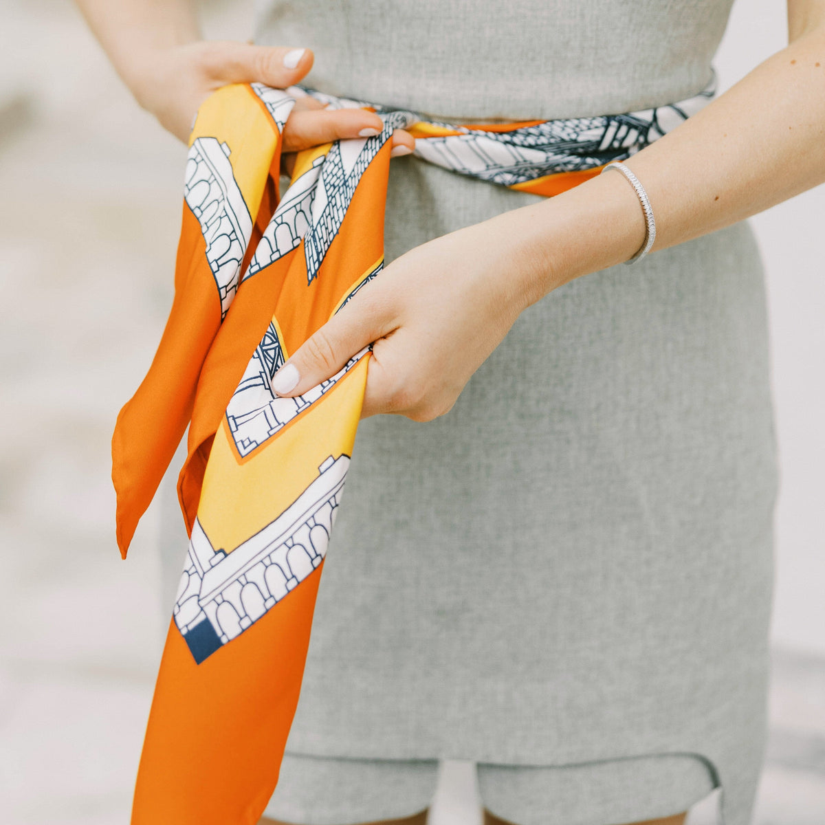 The Clearly Collective Charlottesville Tundy Scarf in Orange, alternate view