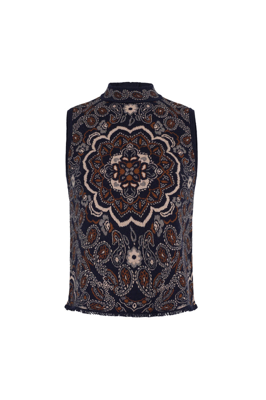 Cara Cara Julissa Top in Bandana Navy, front view