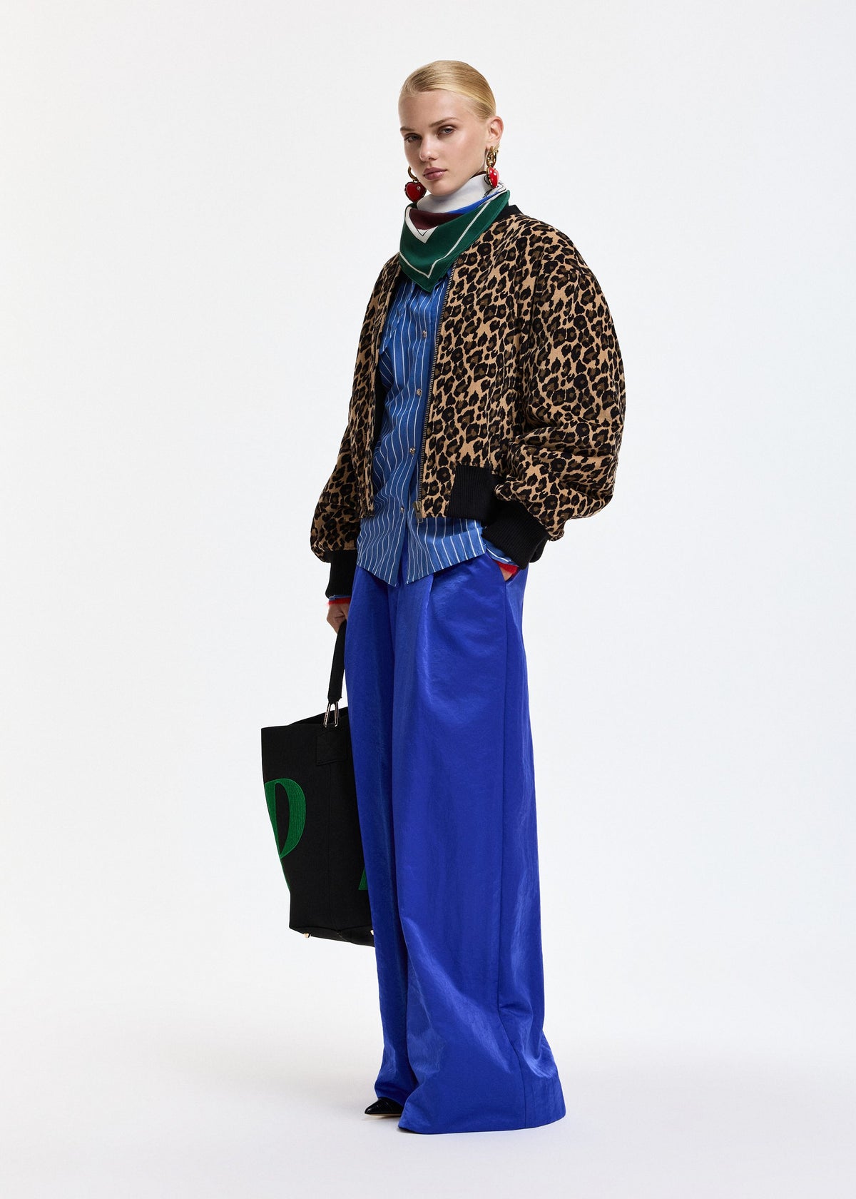 Essentiel Antwerp Kasen bomber jacket in brown and black leopard, alternate view