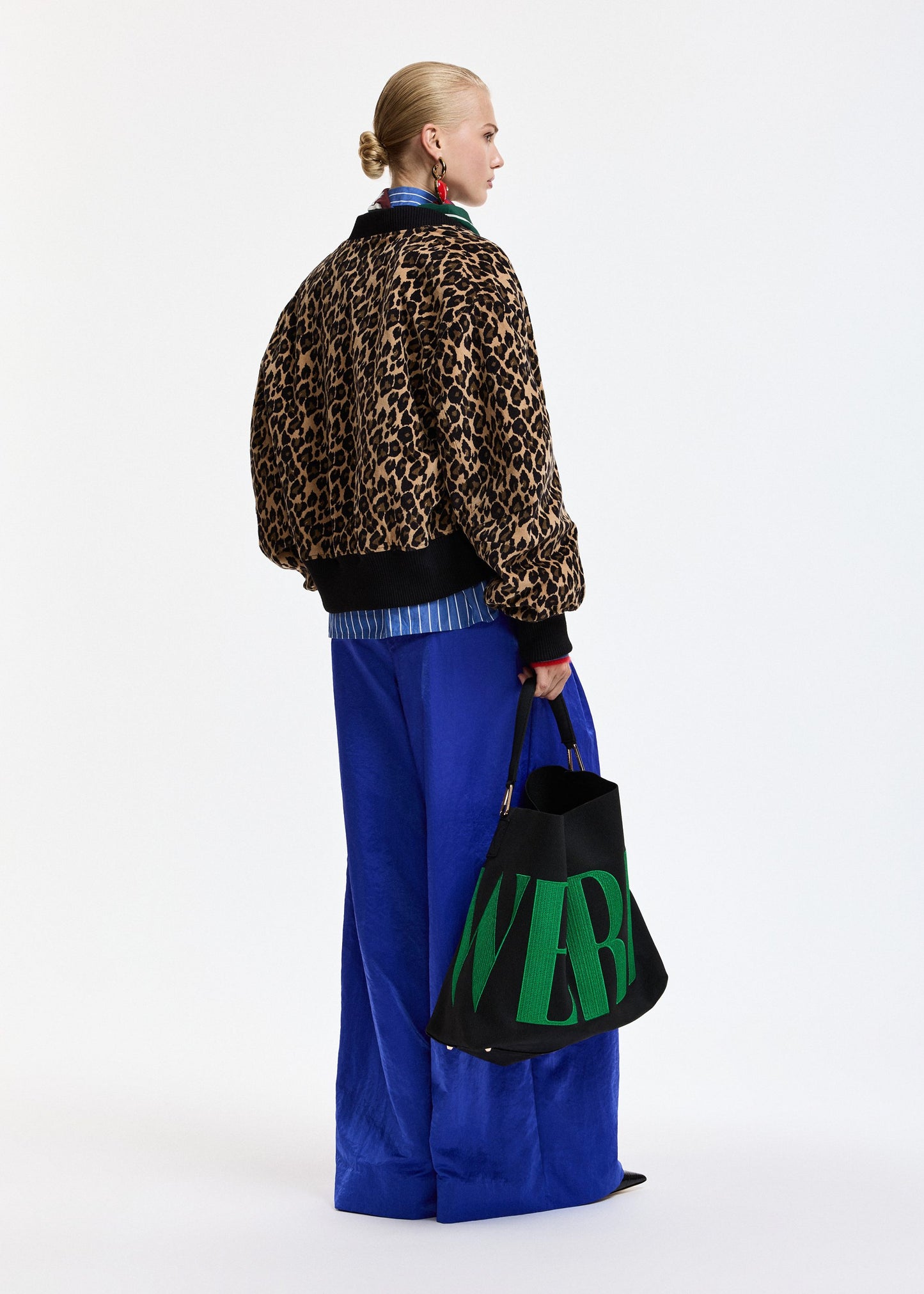 Essentiel Antwerp Kasen bomber jacket in brown and black leopard, additional view