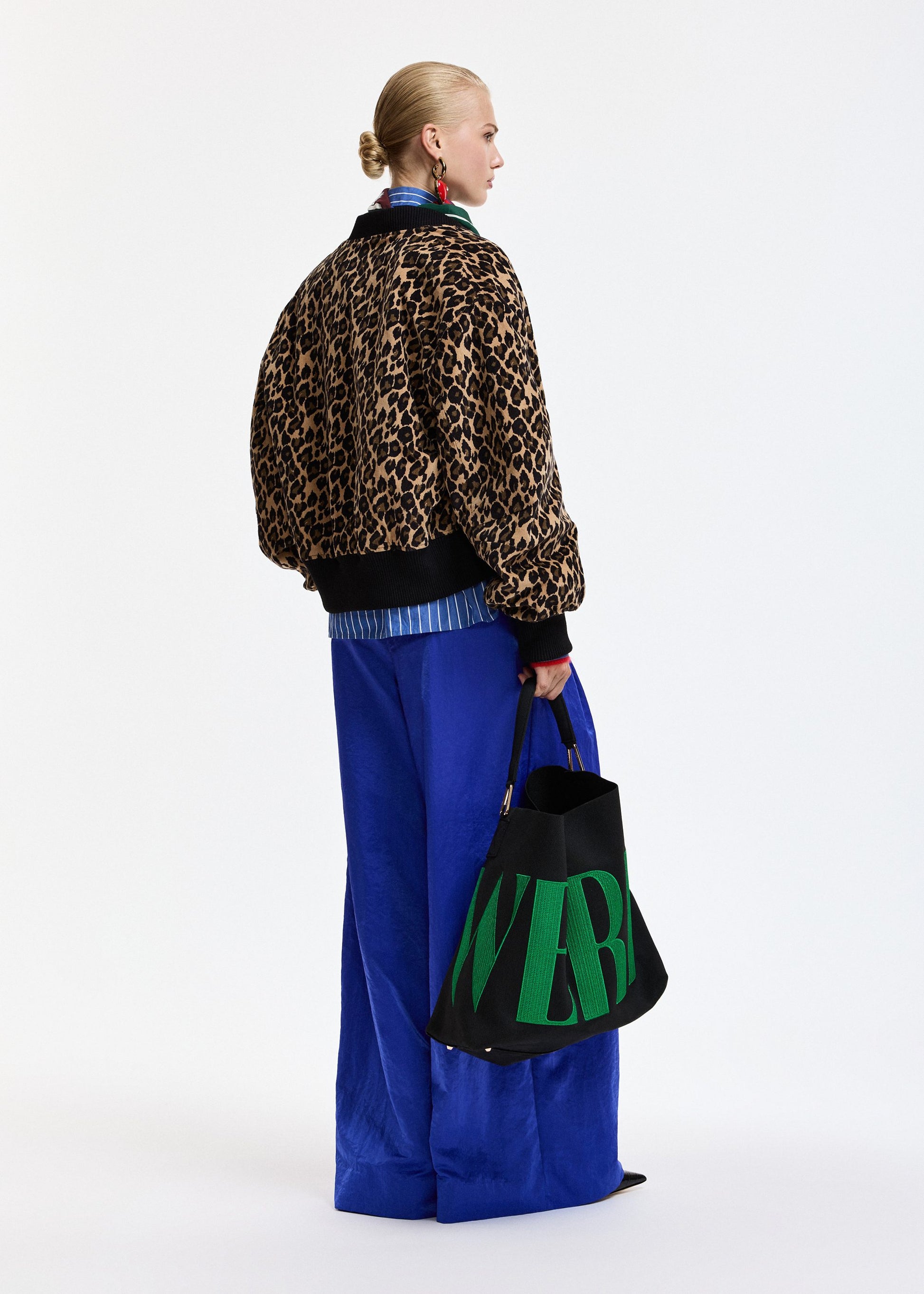 Essentiel Antwerp Kasen bomber jacket in brown and black leopard, additional view