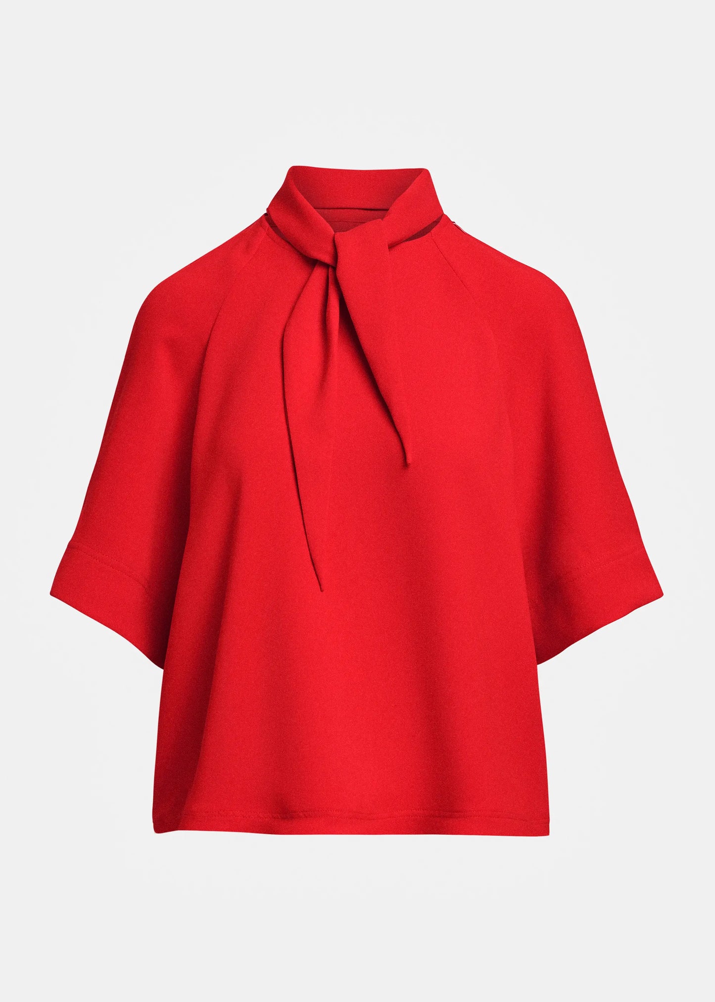 Essentiel Antwerp Kassie Neck Tie Top in Firestarter red, front view