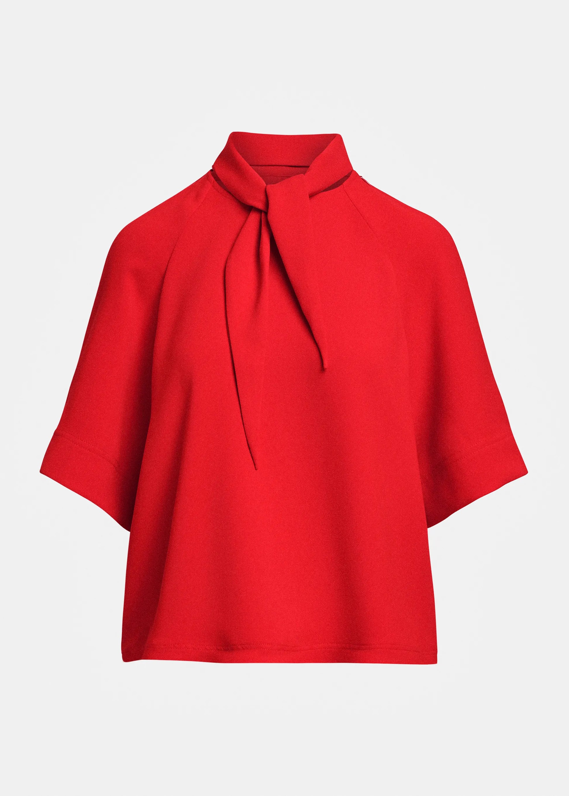 Essentiel Antwerp Kassie Neck Tie Top in Firestarter red, front view