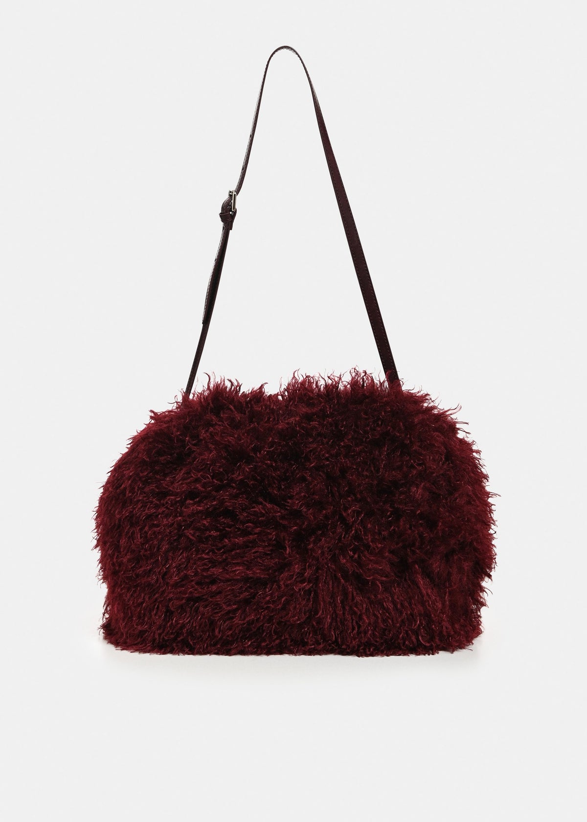 Essentiel Antwerp Katerin faux fur bag in Wine, front view
