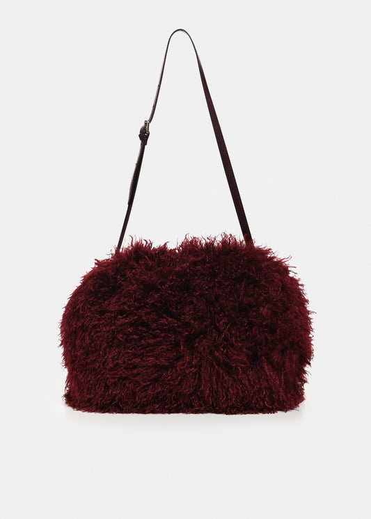 Essentiel Antwerp Katerin faux fur bag in Wine, front view