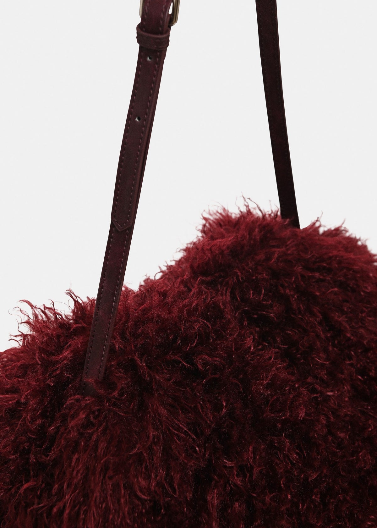 Essentiel Antwerp Katerin faux fur bag in Wine, alternate view