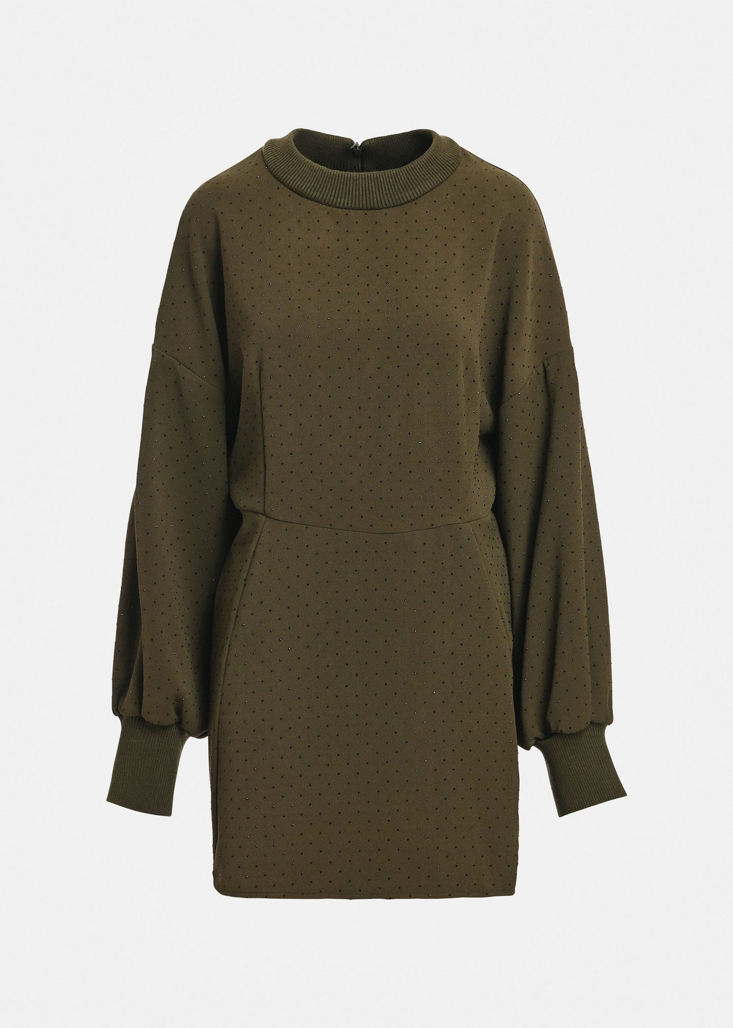Essentiel Antwerp Kathleen Fitted Minidress in Dusty Green, front view
