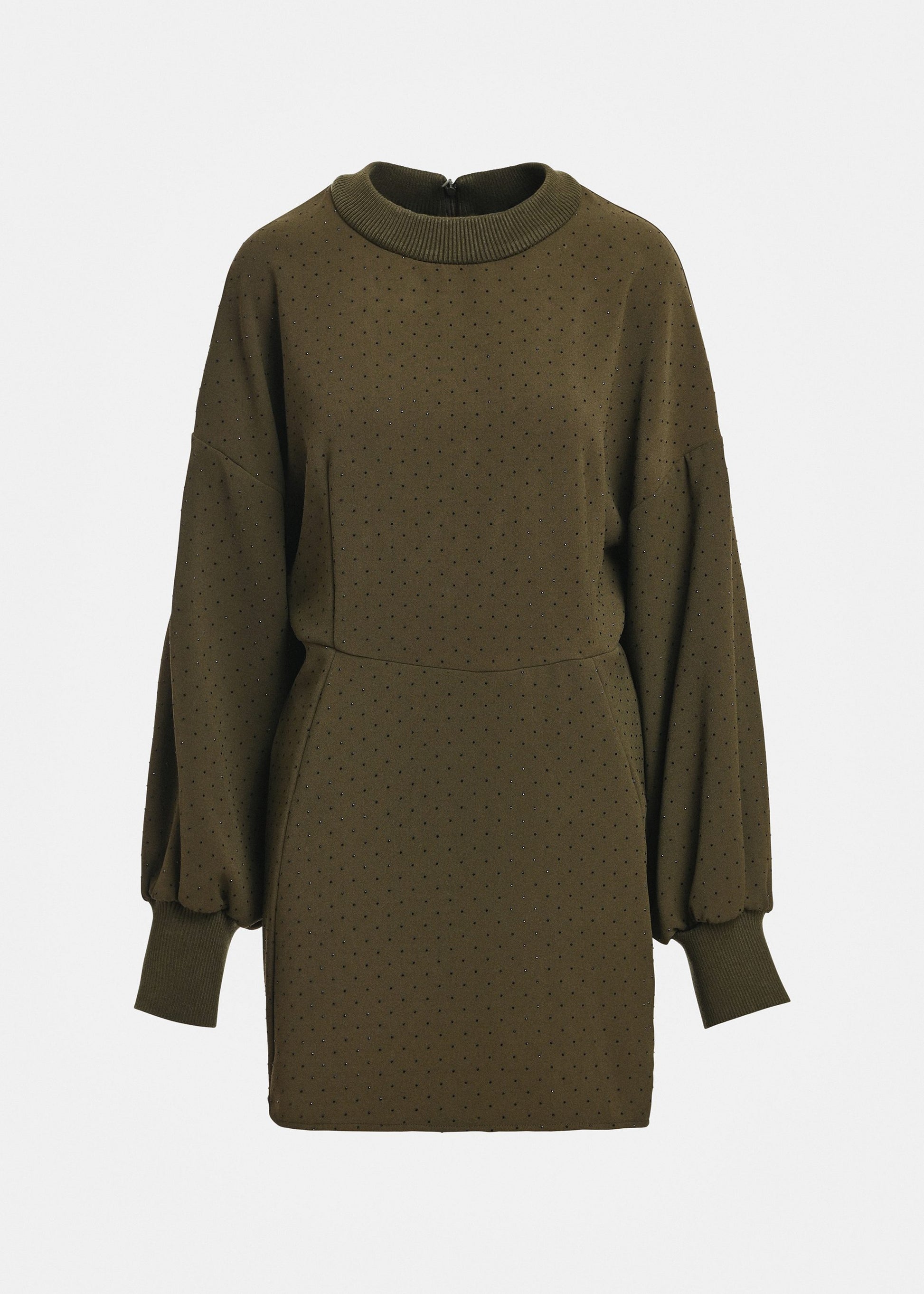 Essentiel Antwerp Kathleen Fitted Minidress in Dusty Green, front view