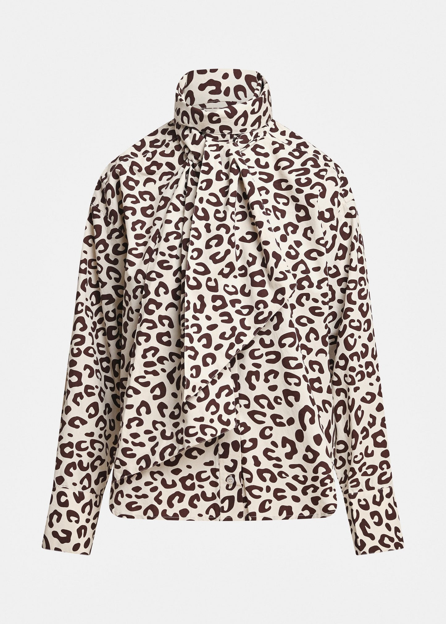 Essentiel Antwerp Khaleesi Pussy Bow Tie Shirt in Bear Me print, front view