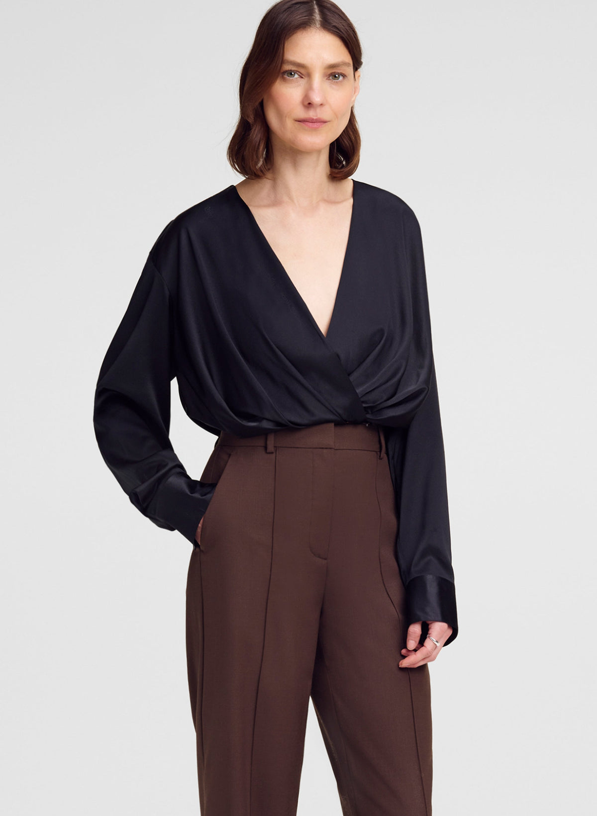 ALC Leanna Top in Black, shown on model