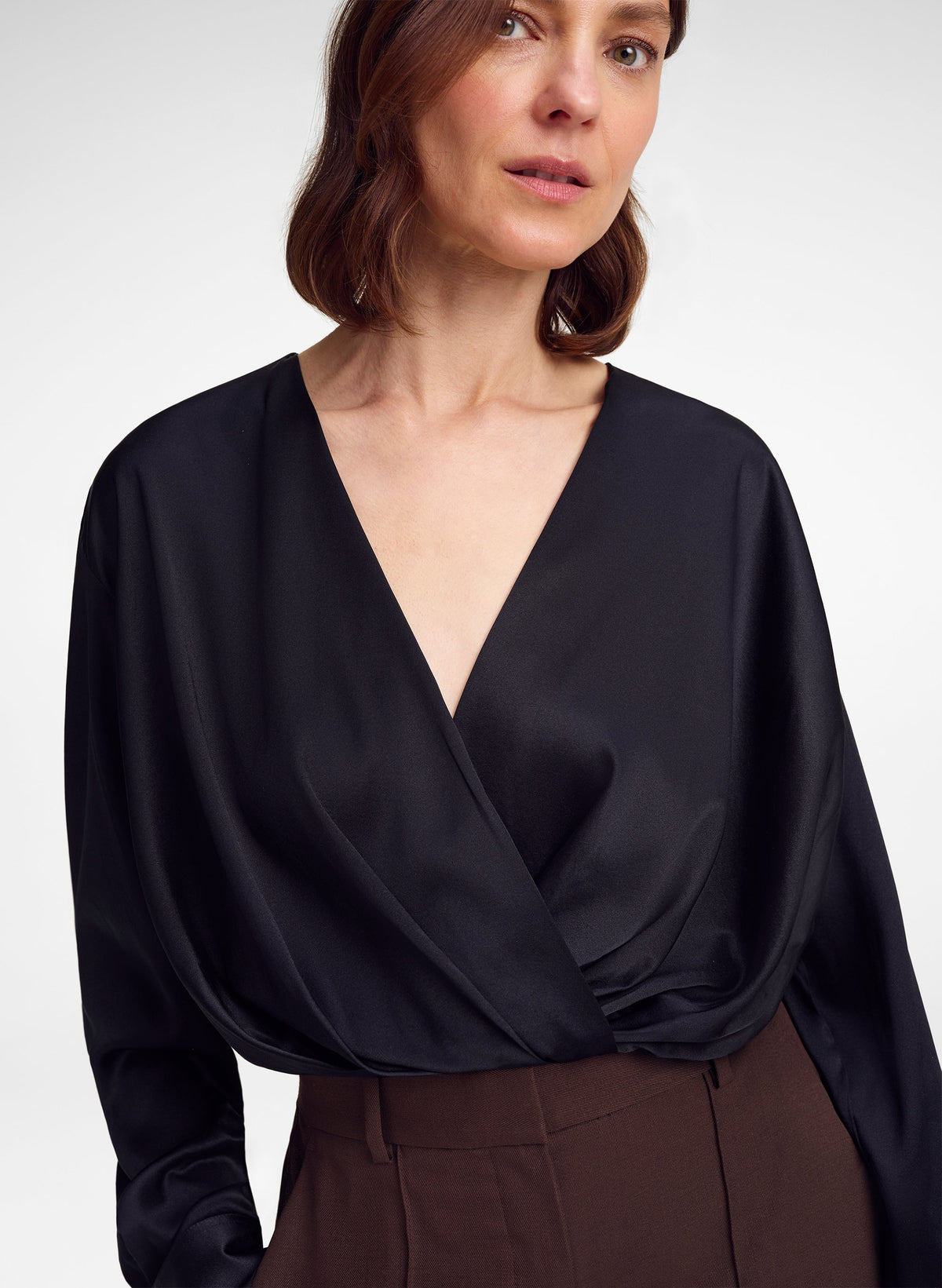 ALC Leanna Top in Black, alternate view on model