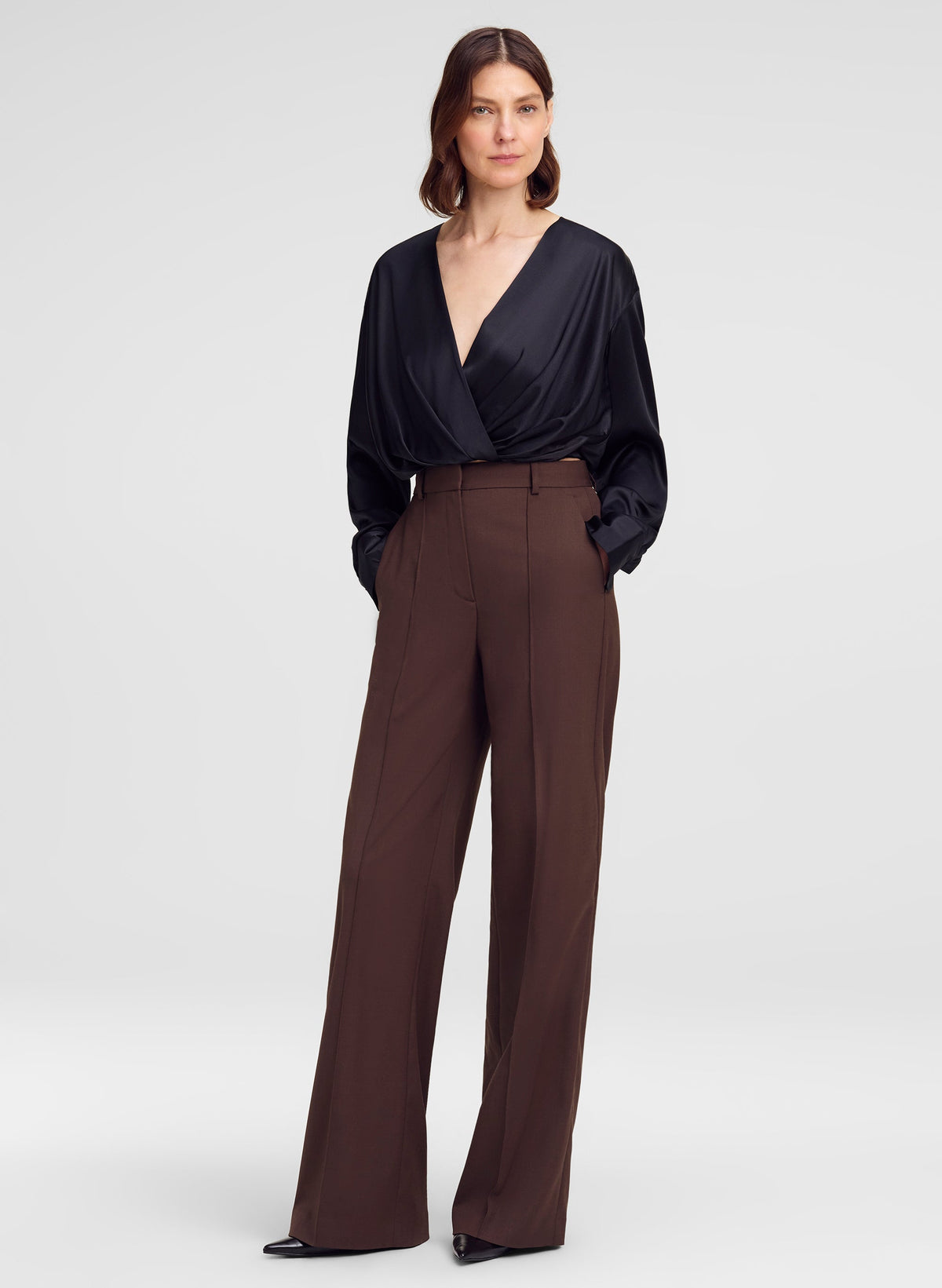 ALC Leanna Top in Black, alternate view on model