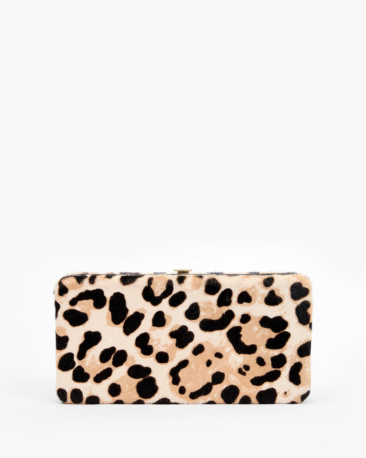 Clare V Le Tabac in Cream/Black Snow Leopard Hair-On, full front view