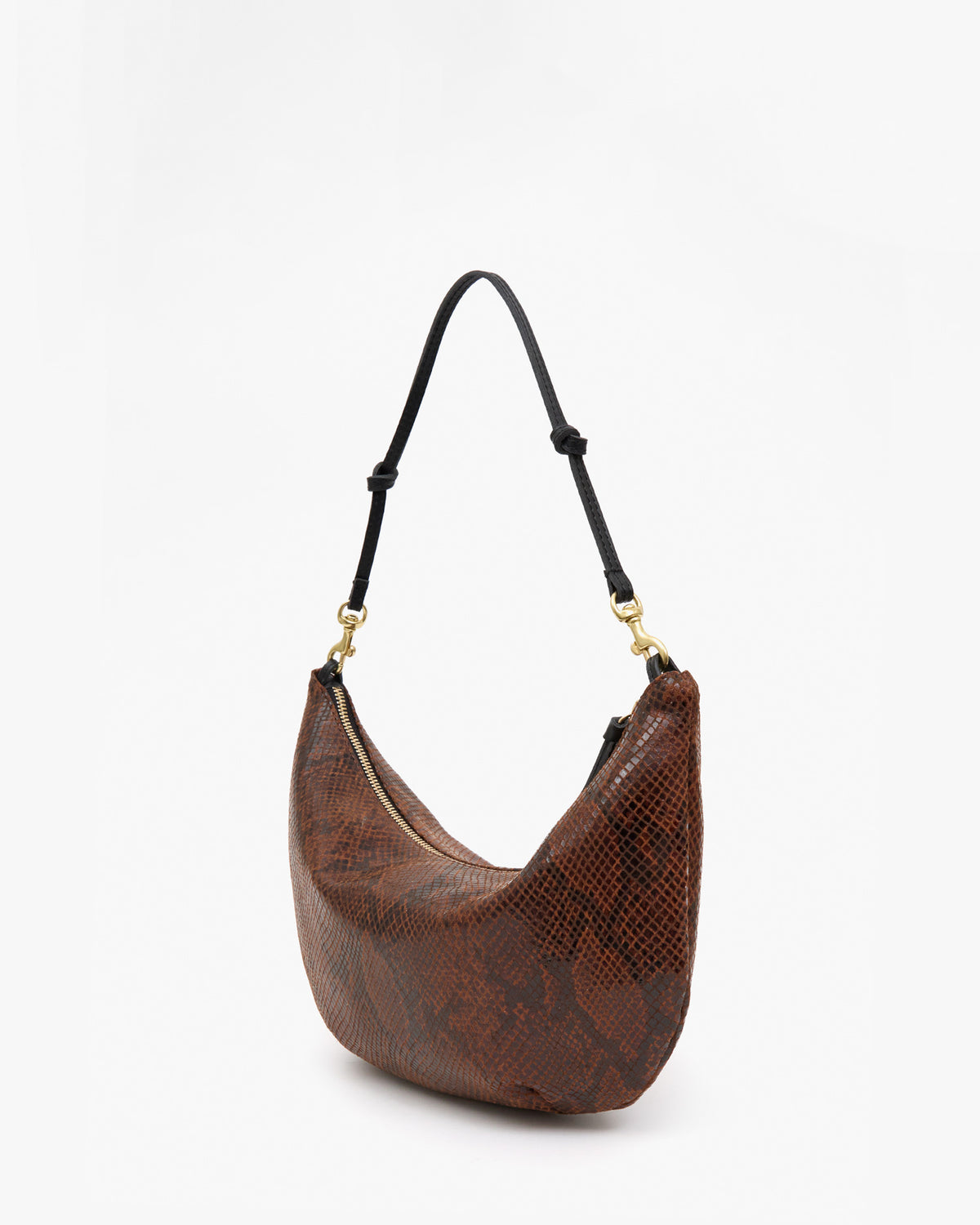 Clare V Lune Bag in Auburn Embossed Python, back view