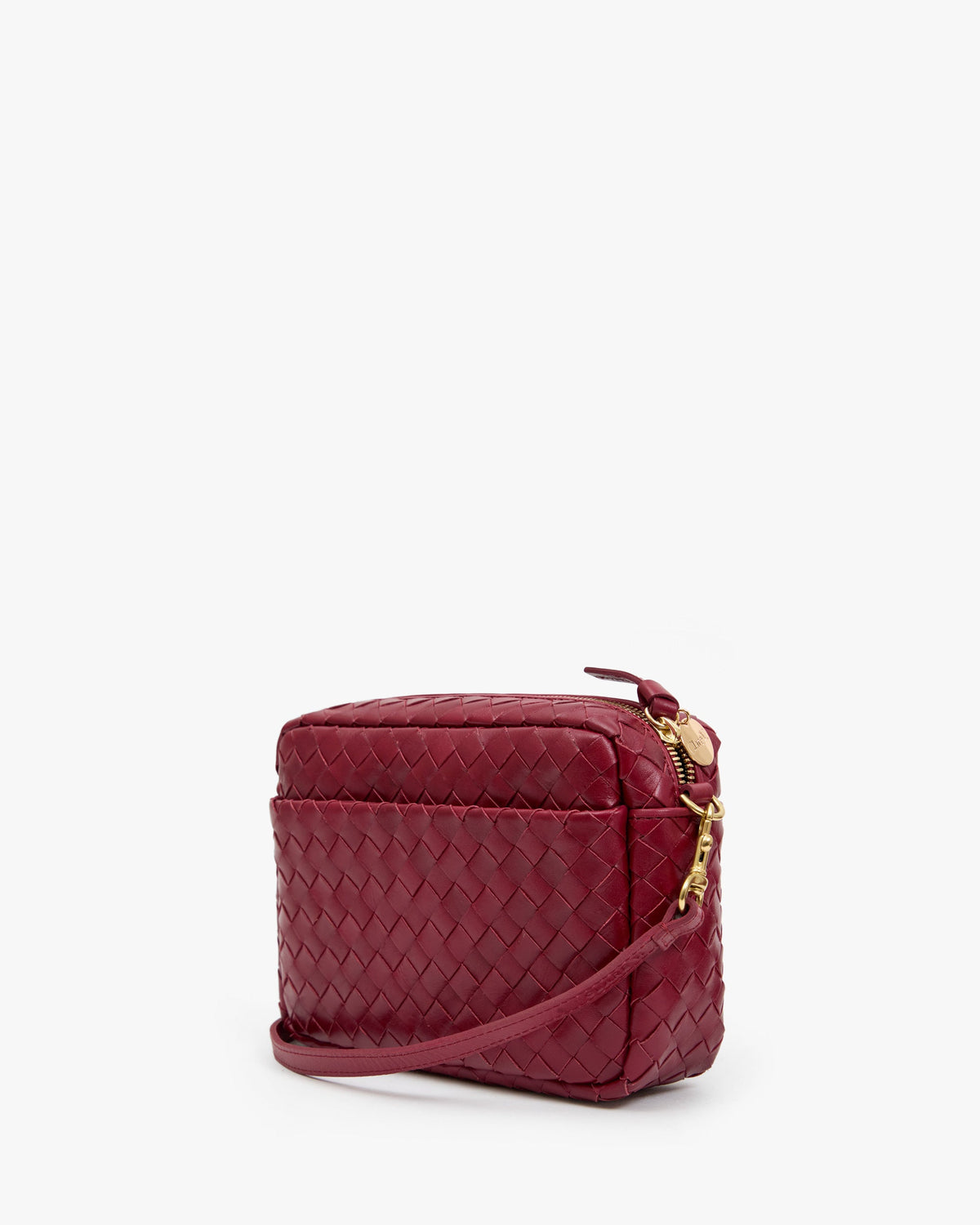 Clare V Midi Sac w/ Pocket in Garnet Diagonal Woven, back view