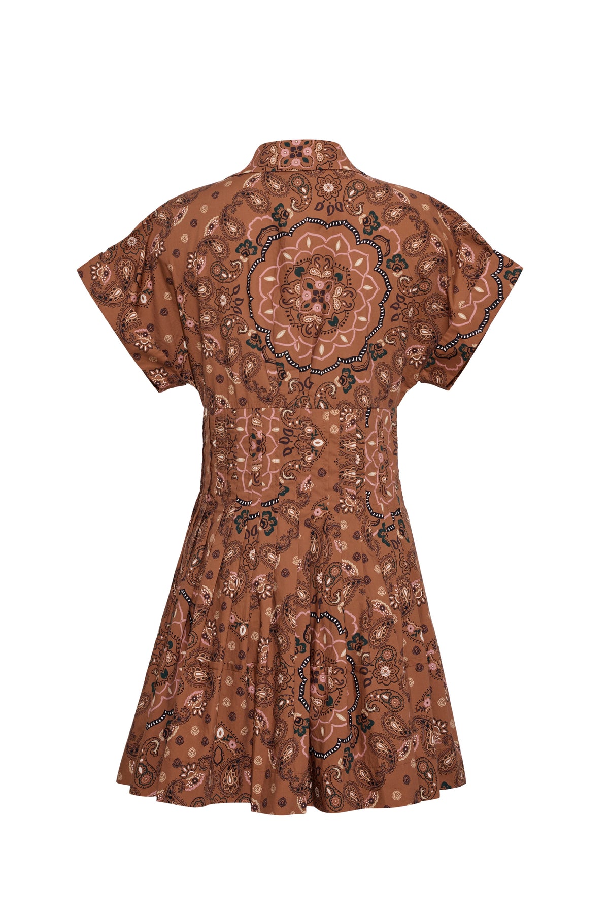 Cara Cara Nash Mini Dress in Bandana Camel, back view