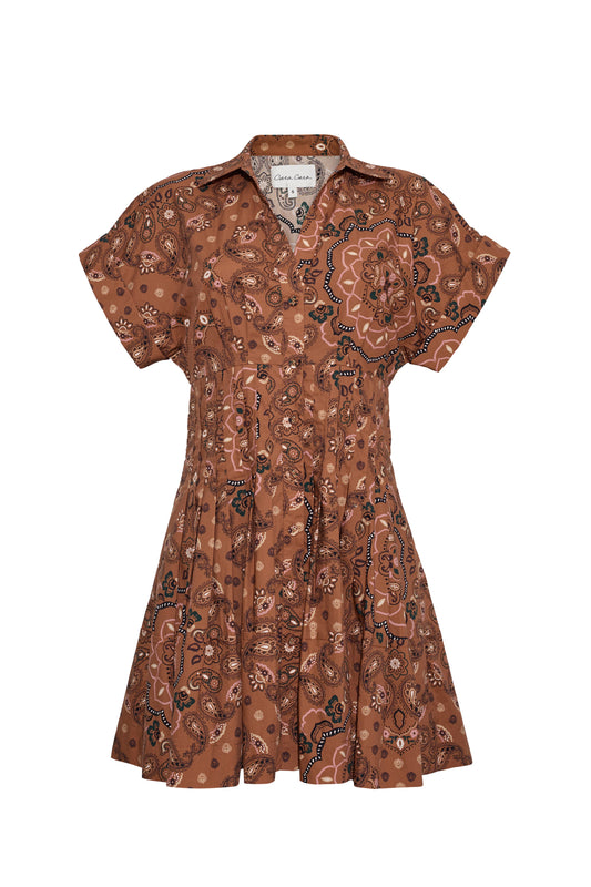 Cara Cara Nash Mini Dress in Bandana Camel, front view