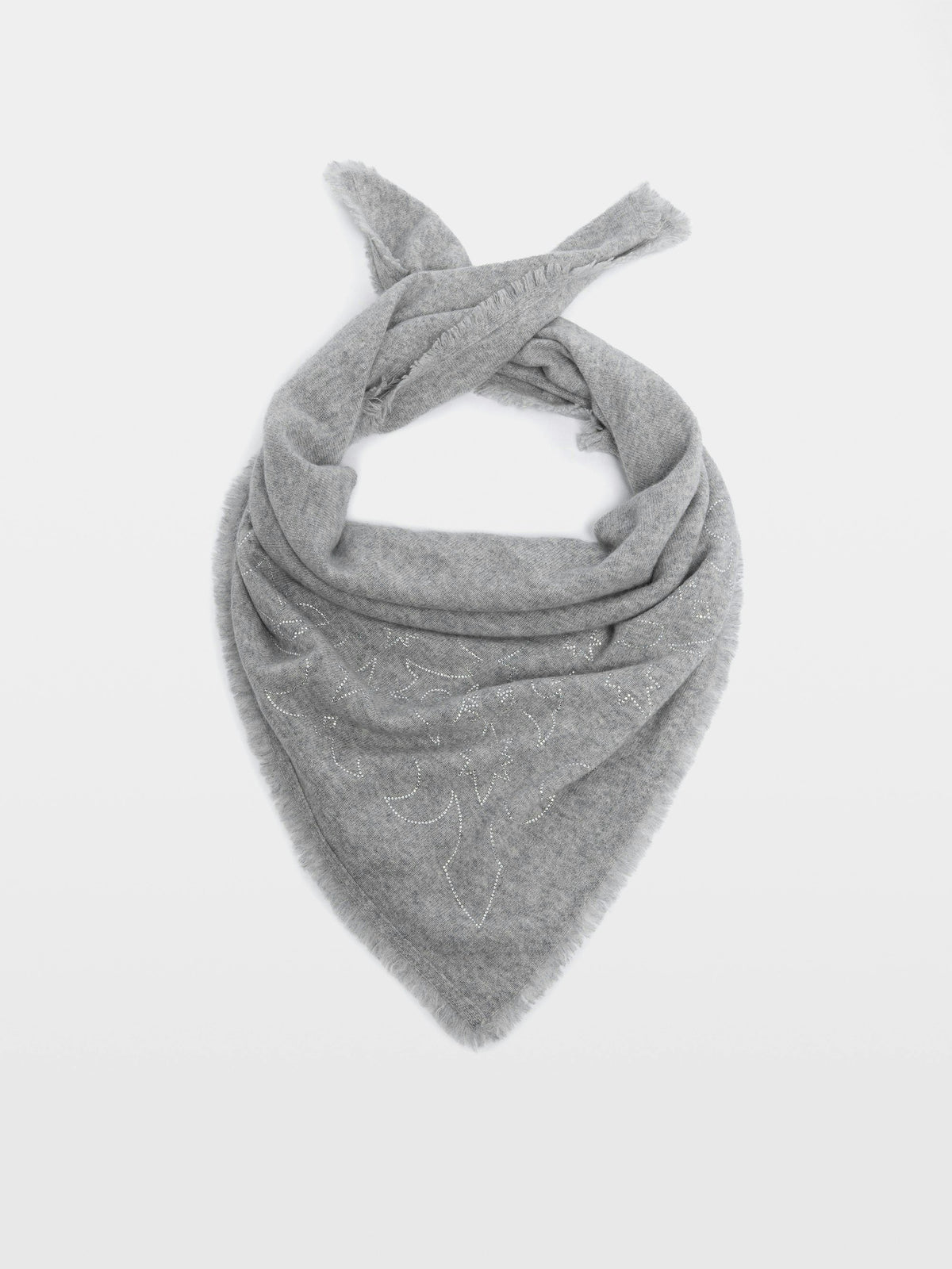 Zadig & Voltaire Stevie Strass Western Scarf in Gris Chine grey cashmere, alternate view