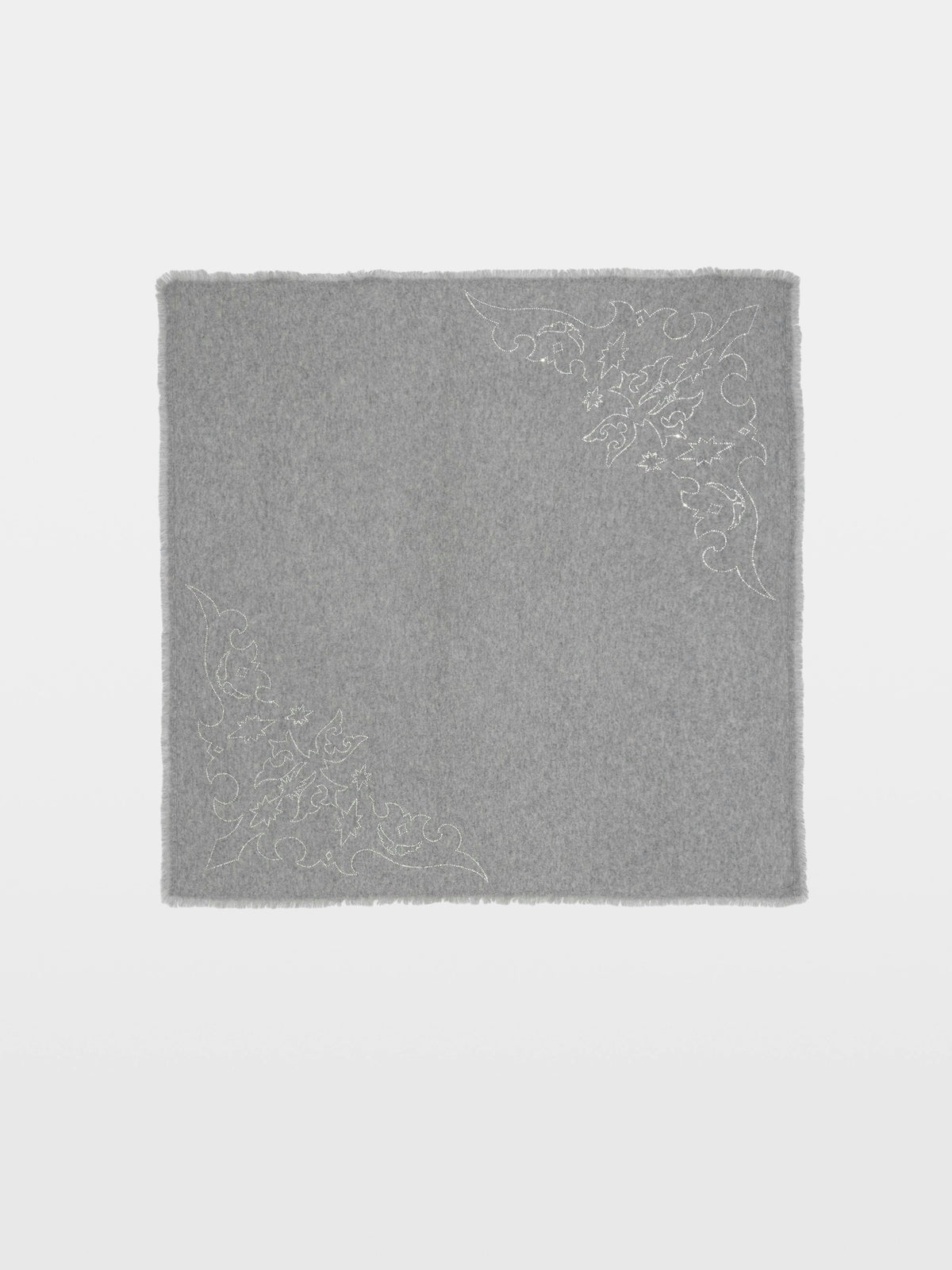Zadig & Voltaire Stevie Strass Western Scarf in Gris Chine grey cashmere, full product view