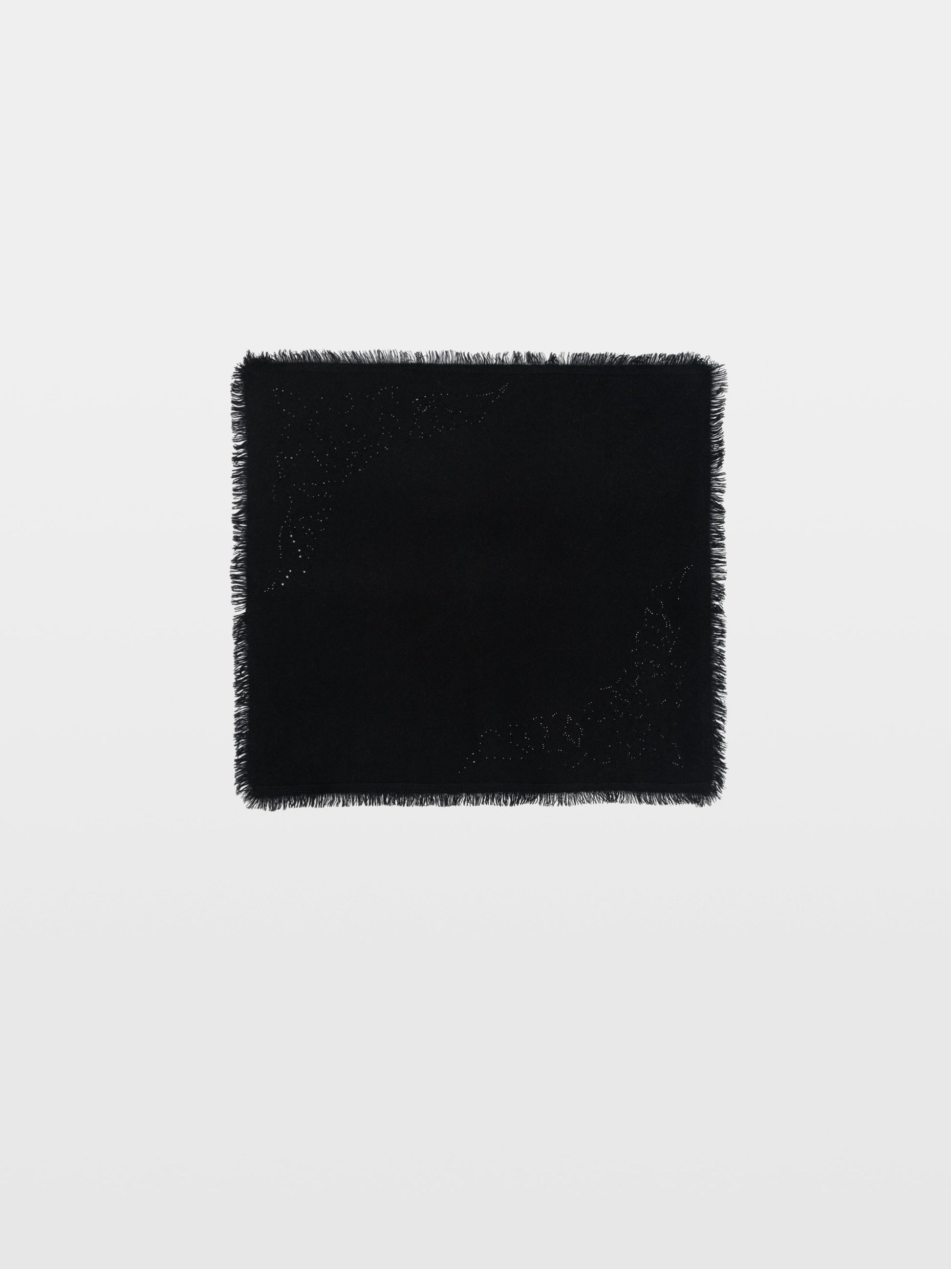 Zadig & Voltaire Small Stevie Strass Western scarf in black, full square shown flat with fringed edges