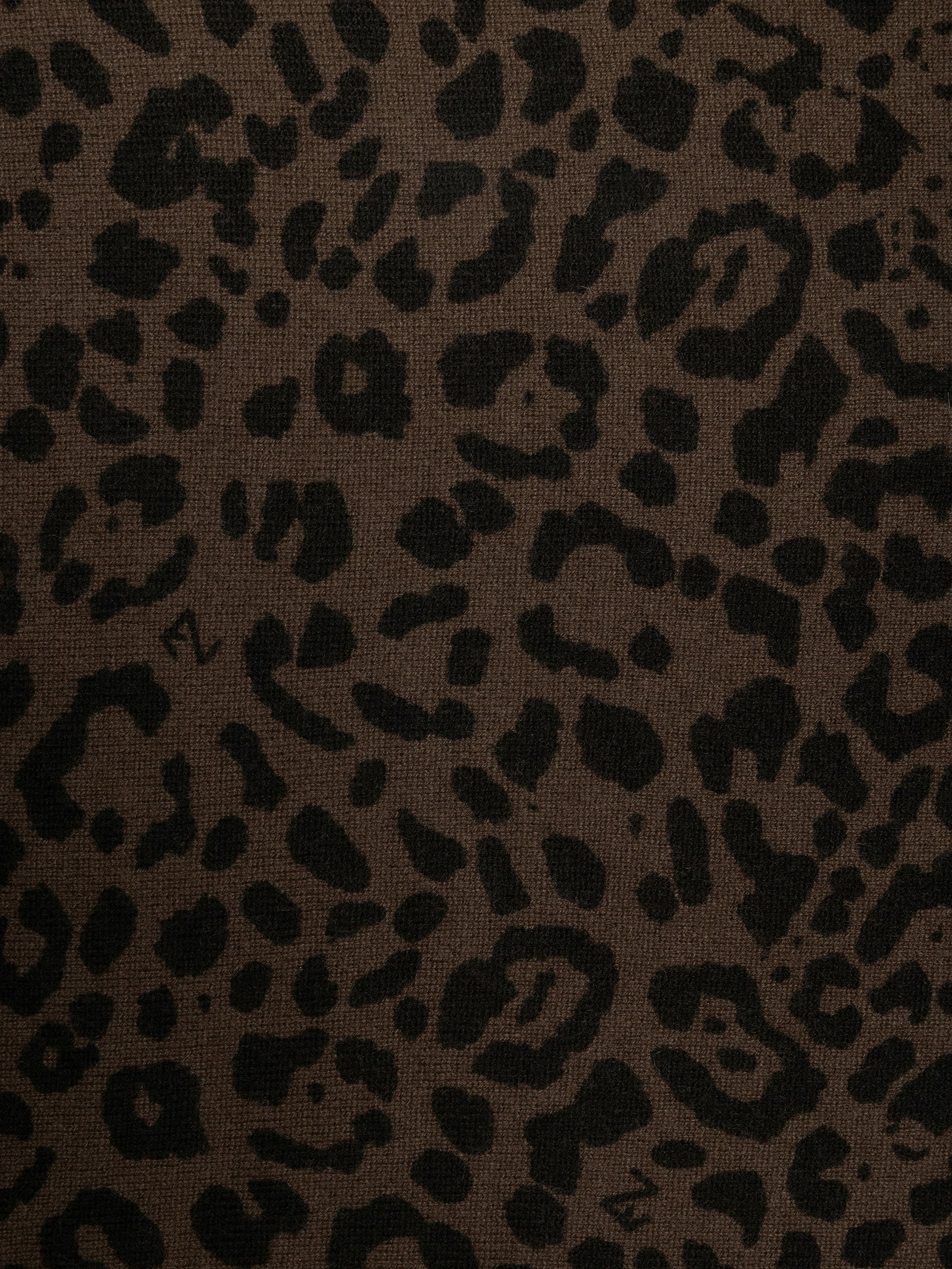 Zadig & Voltaire Small Stevie Leo scarf in Wood, close-up of the brown and black leopard print cashmere