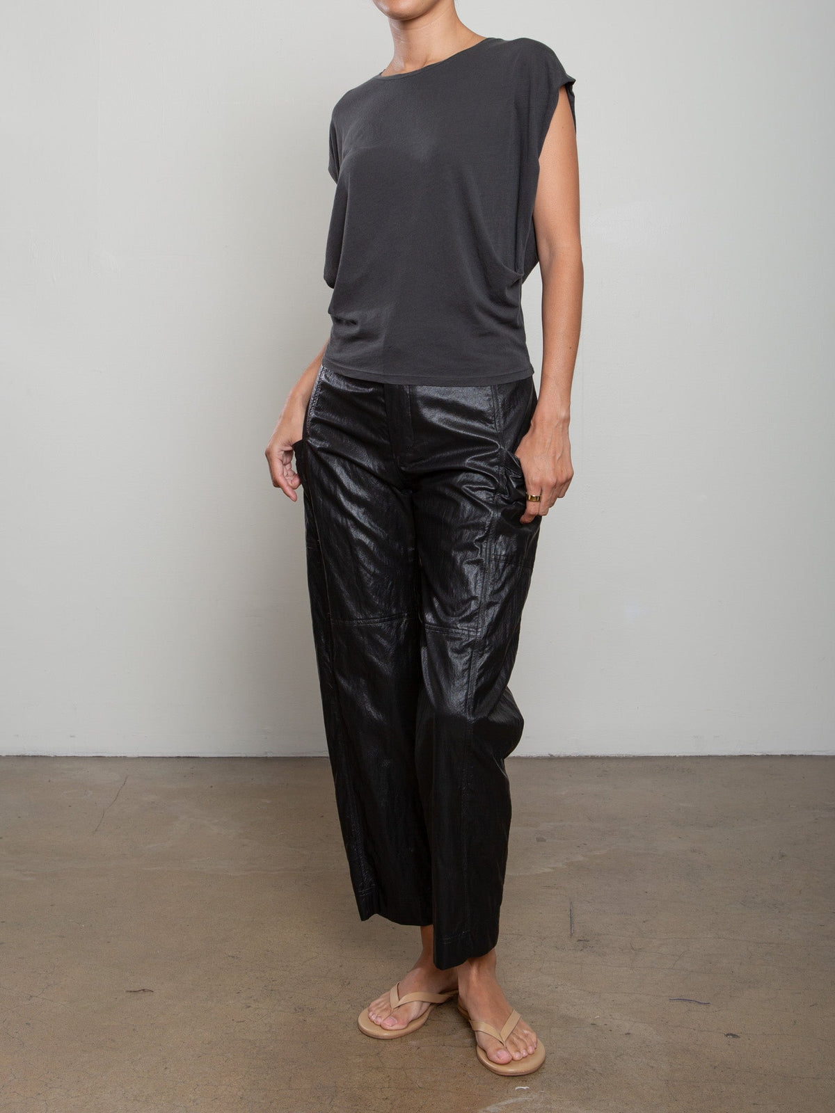 Pharaoh Torrance Pant in Faux Leather, Black, alternate view