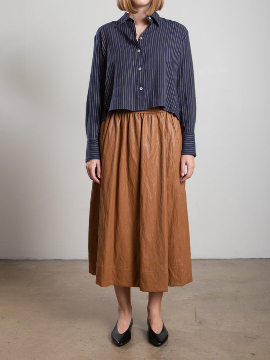 Pharaoh Claudia Skirt in Chestnut faux leather, front view