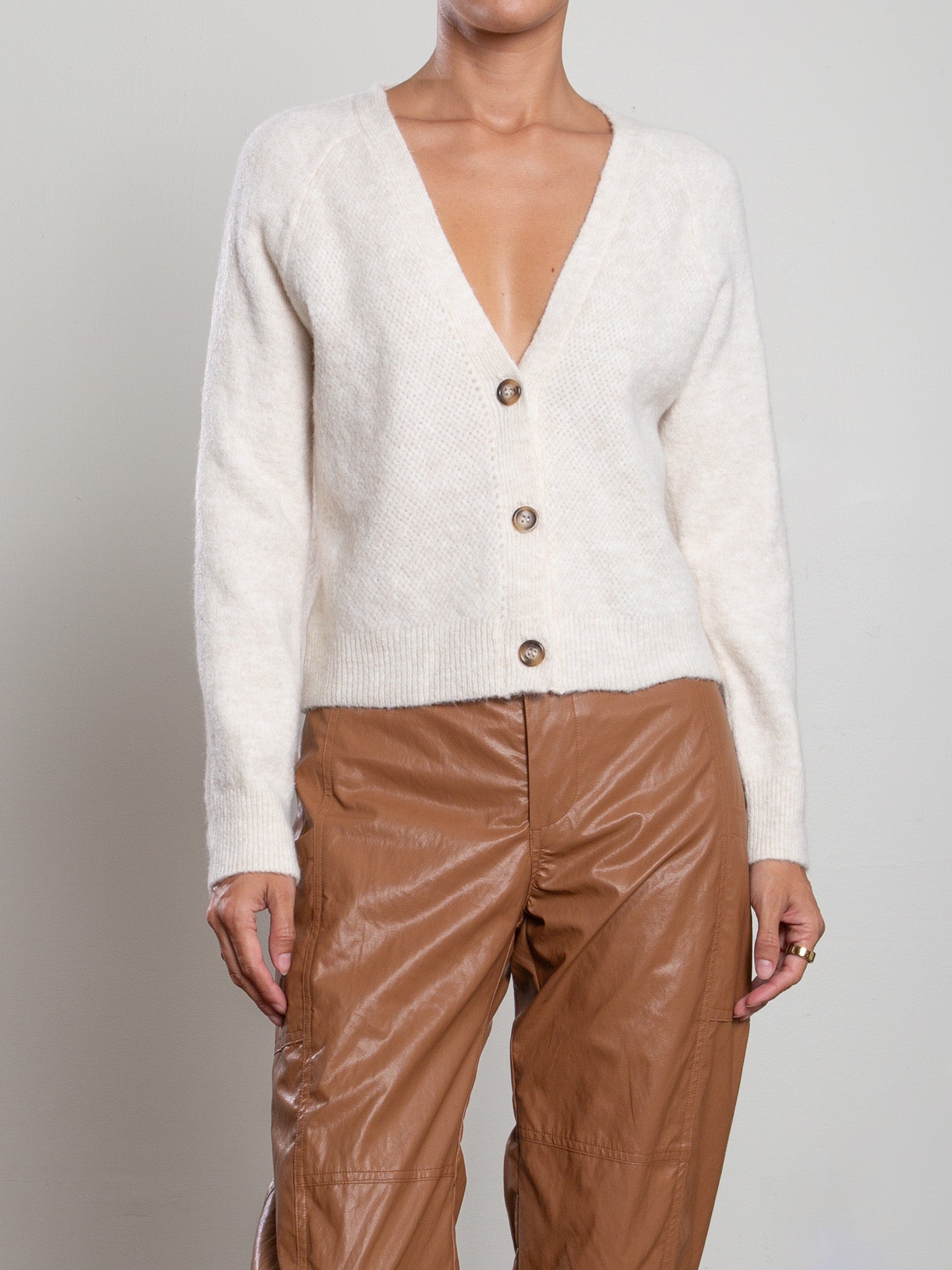 Pharaoh Ana Cardigan in Milk, front view