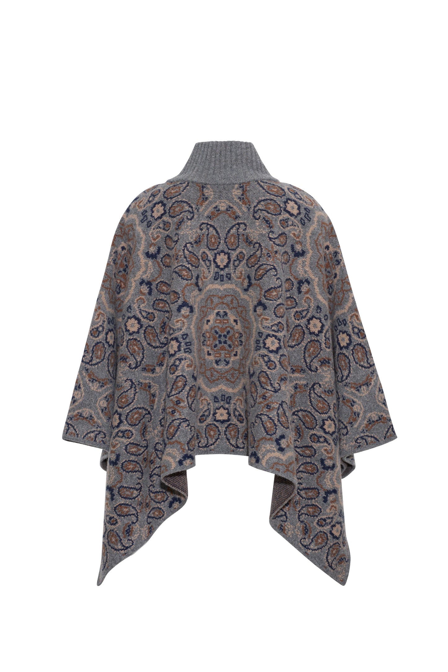 Cara Cara Pagoda Cape in Bandana Heather Grey, back view
