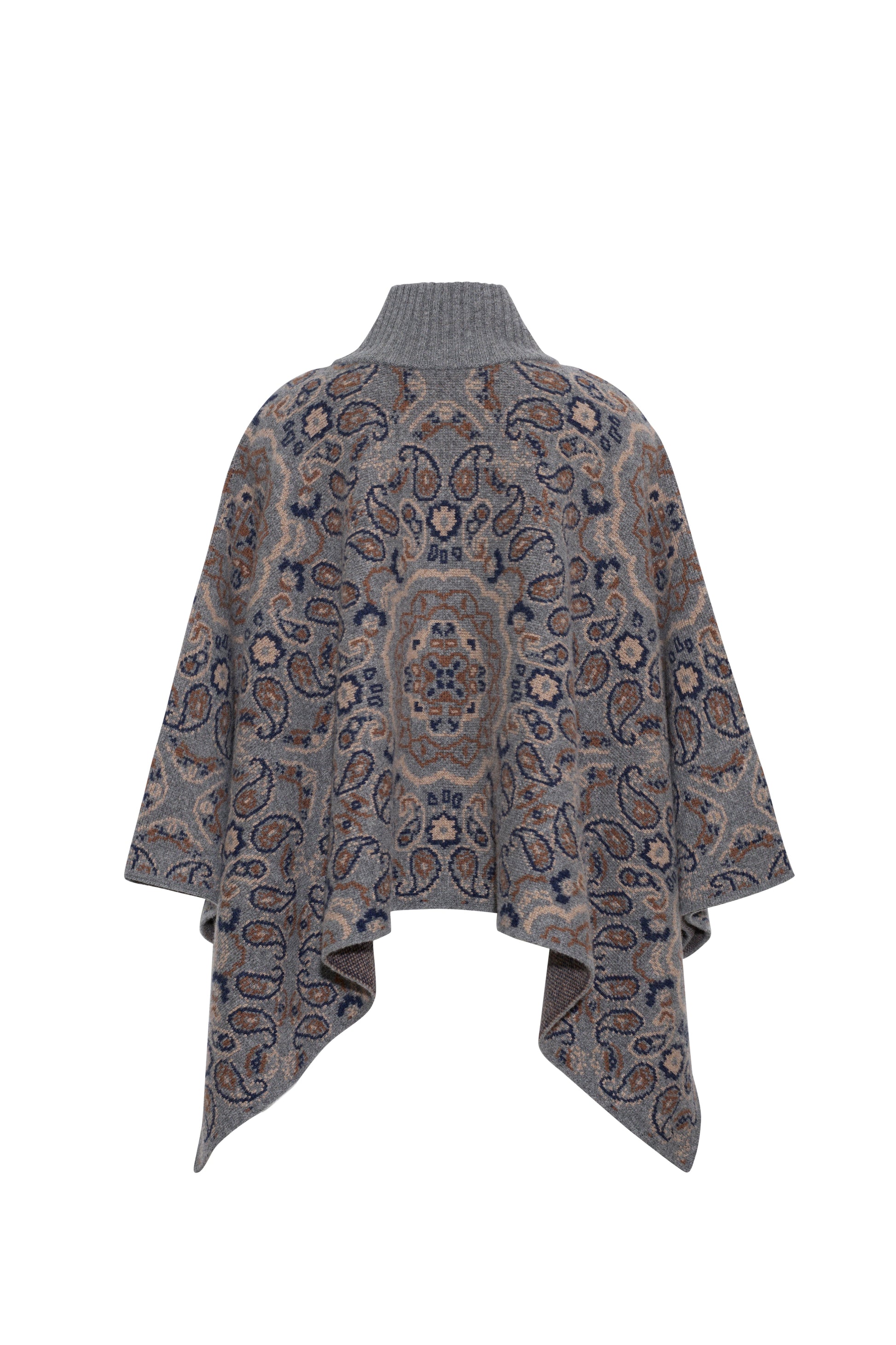 Cara Cara Pagoda Cape in Bandana Heather Grey, back view