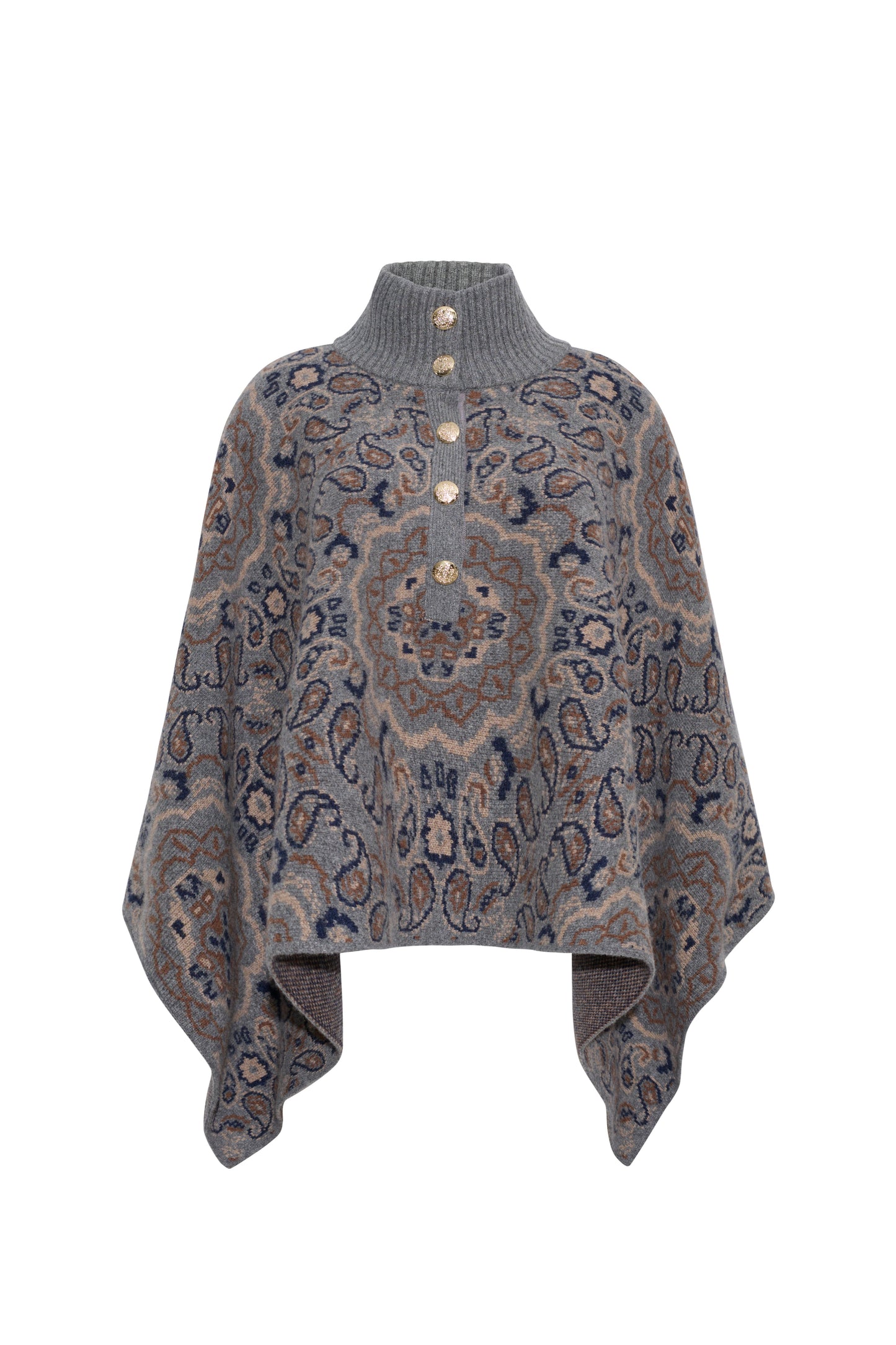 Cara Cara Pagoda Cape in Bandana Heather Grey, front view